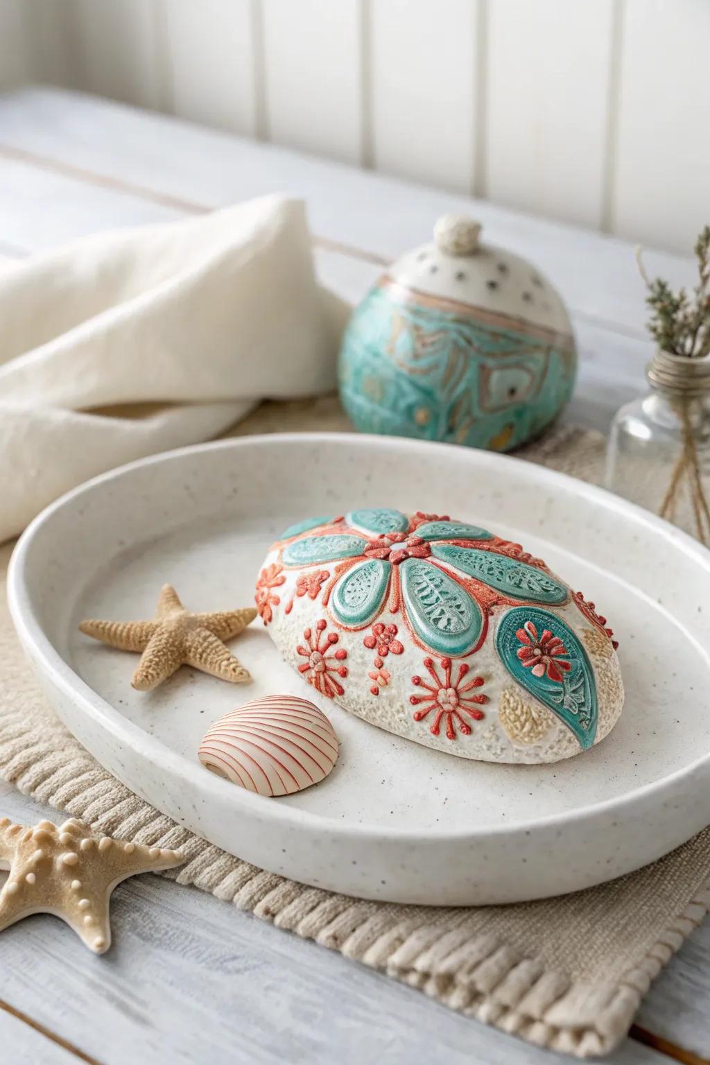 Colorful clay sea slug sculpture bringing ocean whimsy indoors