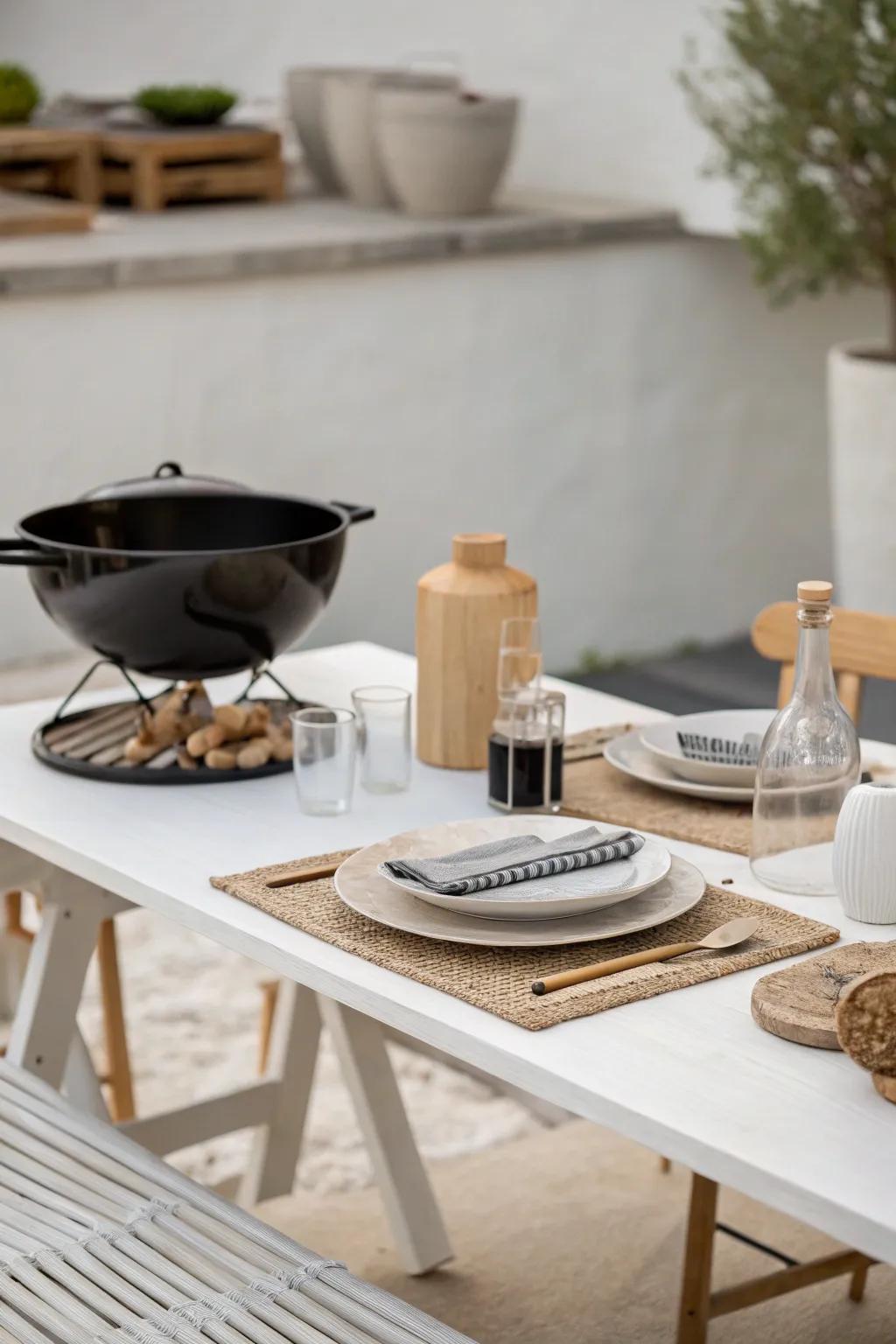 Minimalist table setting offers a clean and elegant look.