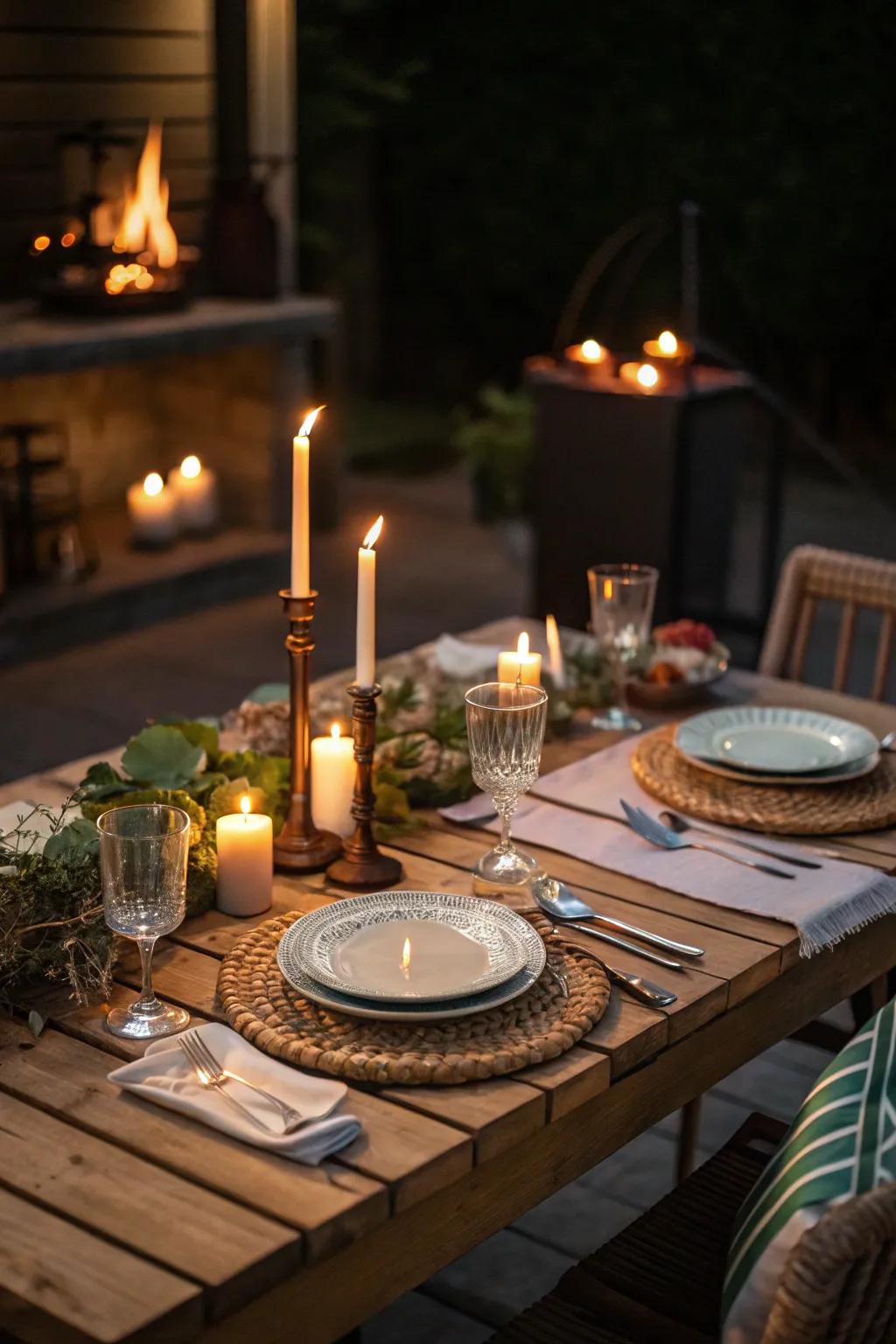 Candlelight creates a cozy and intimate atmosphere.