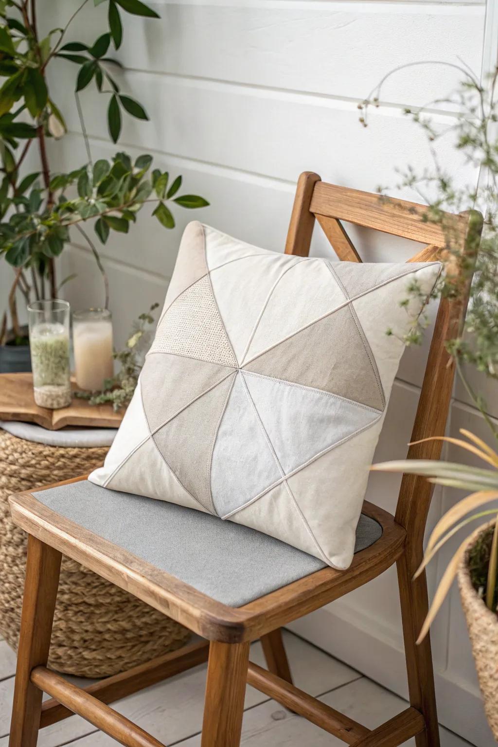 Elevate your space with a handmade geometric heart pillow that whispers elegance and modern love.