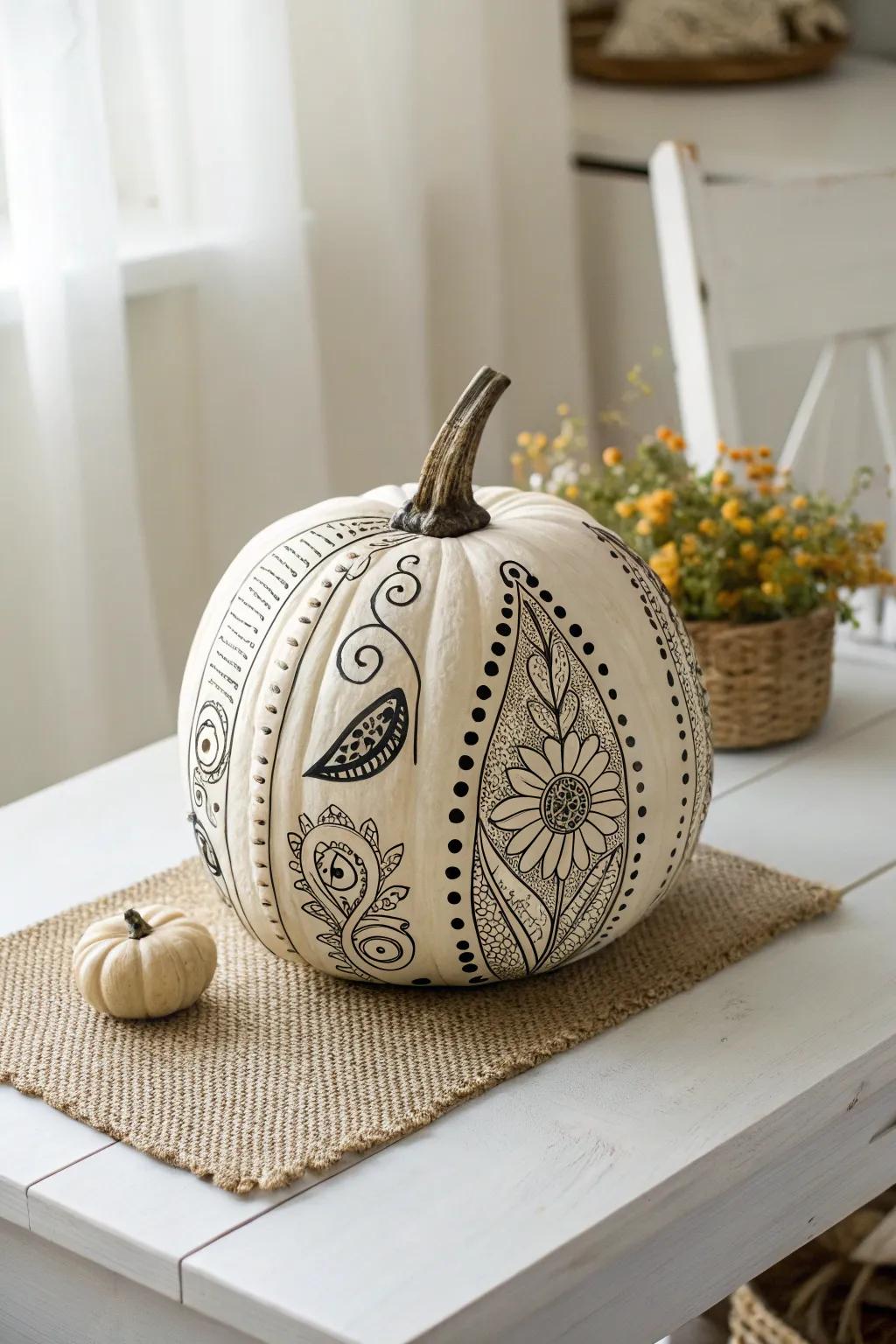 Experience calm through detailed zentangle pumpkin patterns.