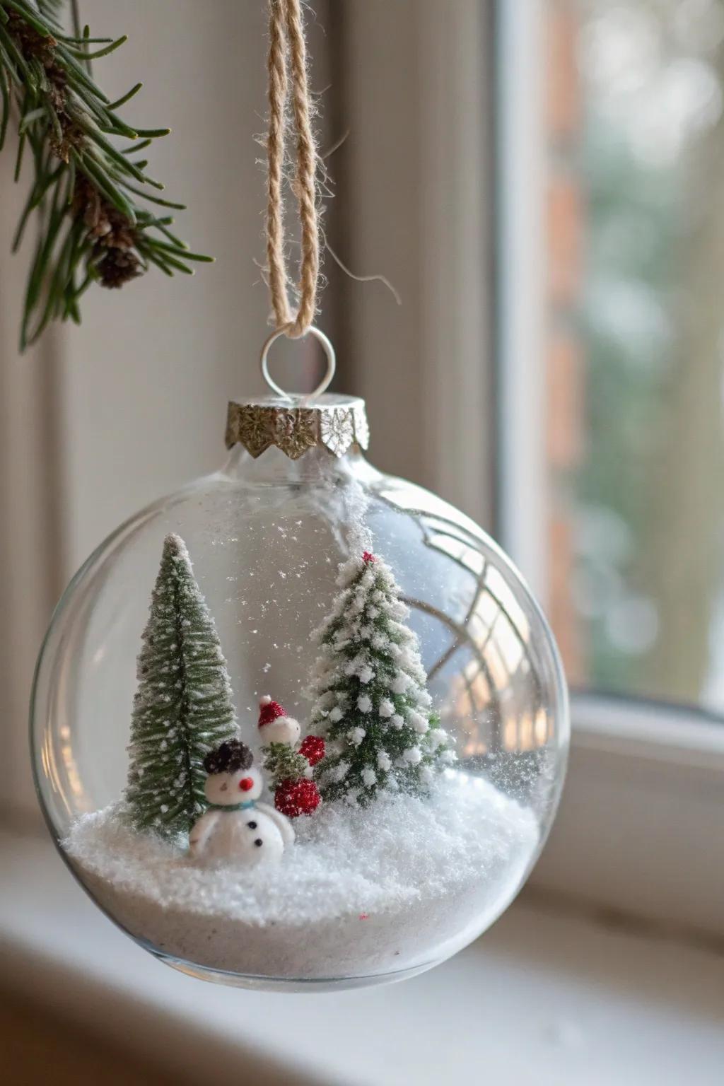 Handcrafted miniature winter wonderlands bring festive magic to your Christmas tree.