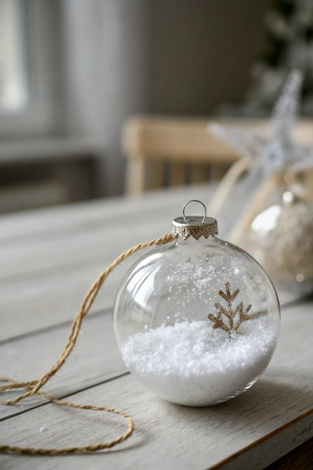 Capture winter's magic with simple snow globe-inspired DIY ornaments.
