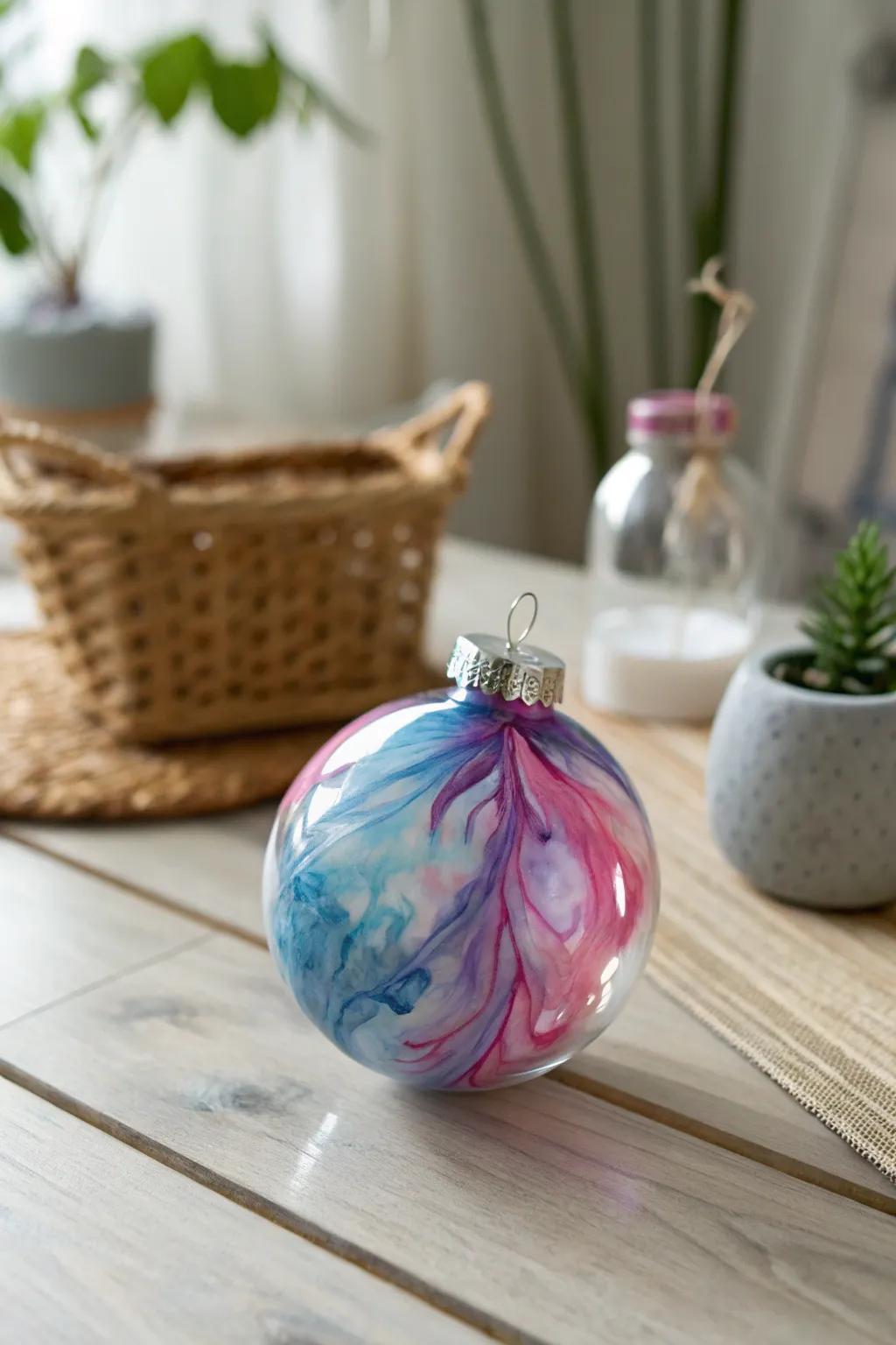 Upcycle broken crayons into vibrant, tie-dye inspired Christmas ornaments.