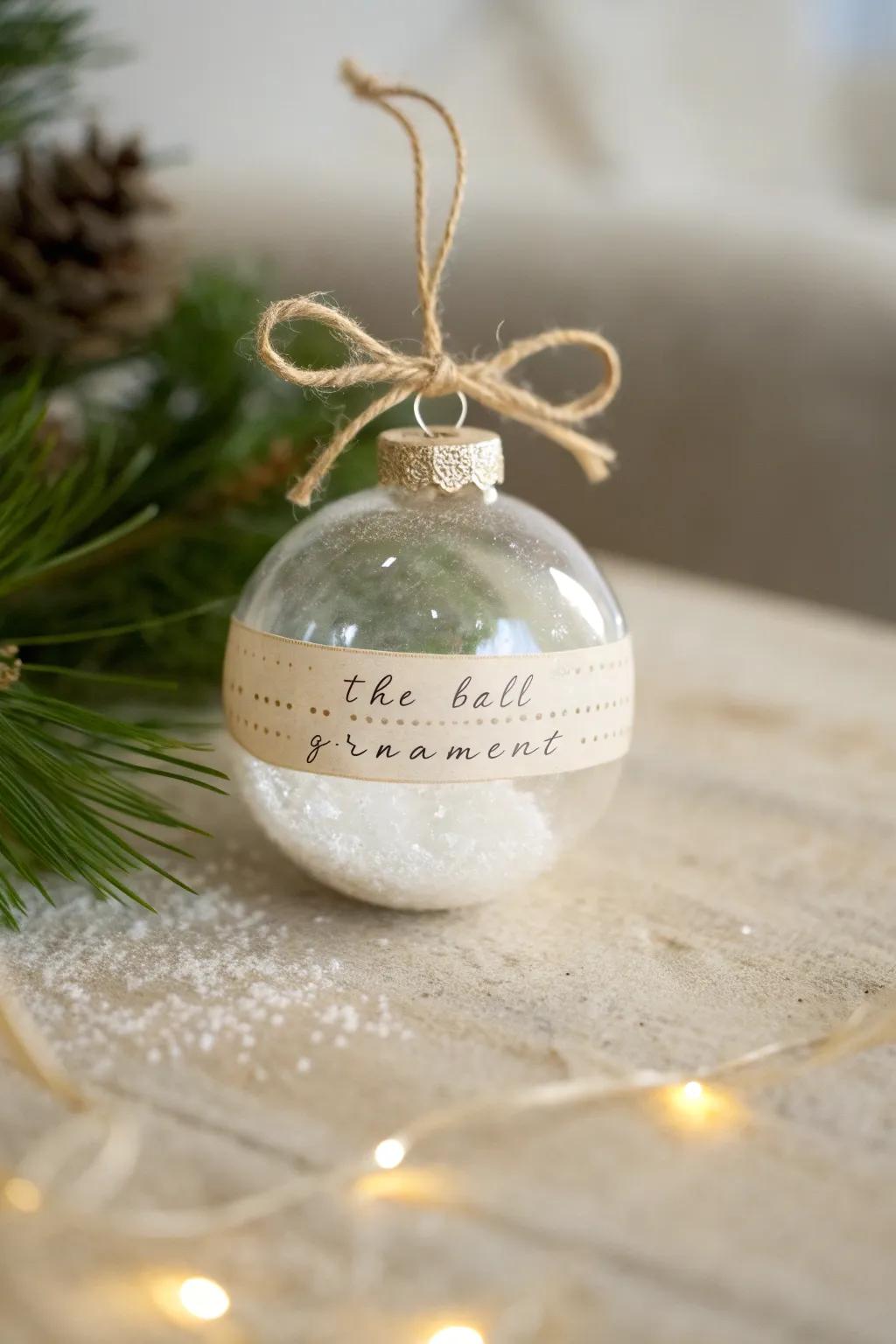 Celebrate the season with heartfelt messages tucked inside clear ornaments.