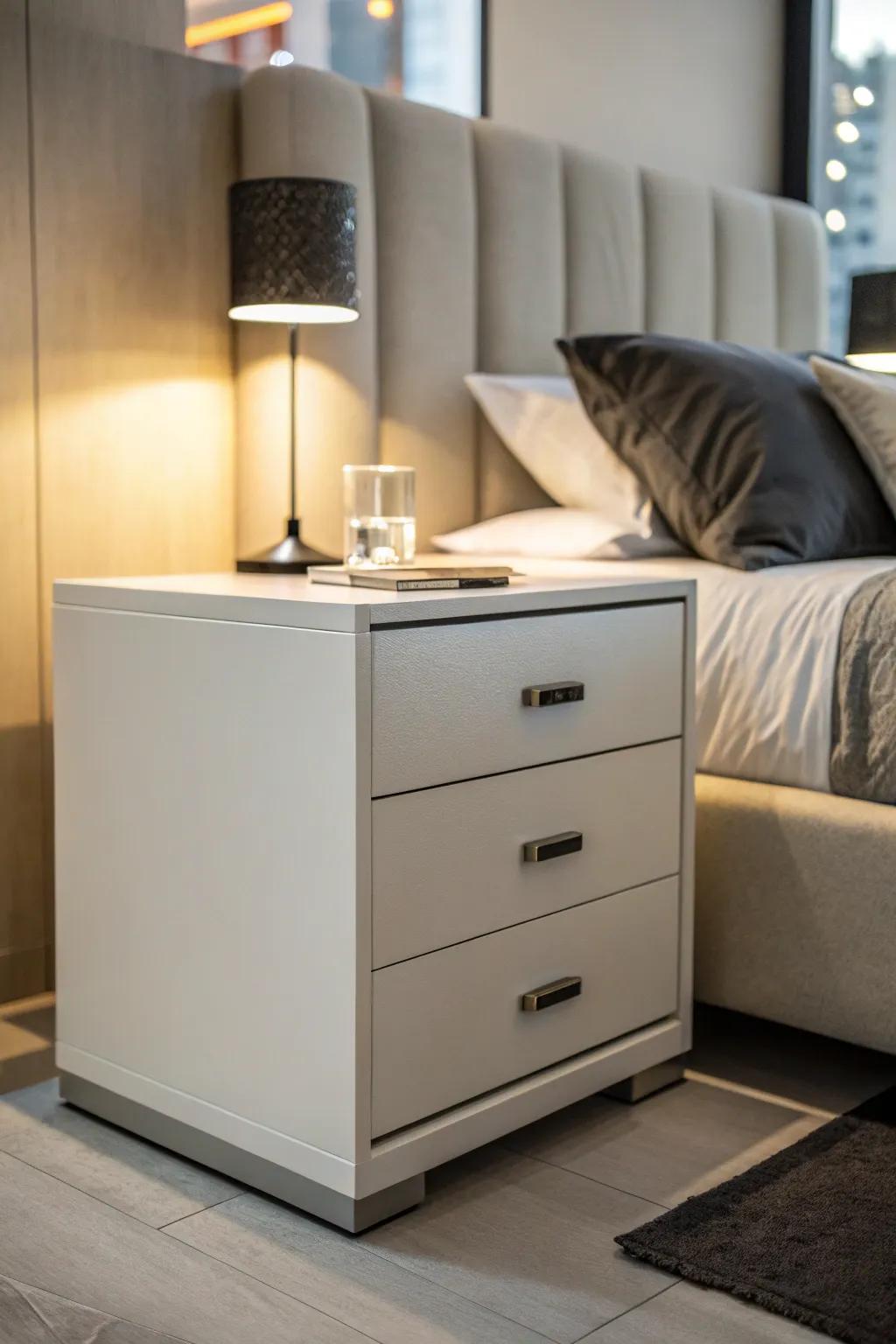Drawers provide concealed storage, keeping your nightstand tidy.