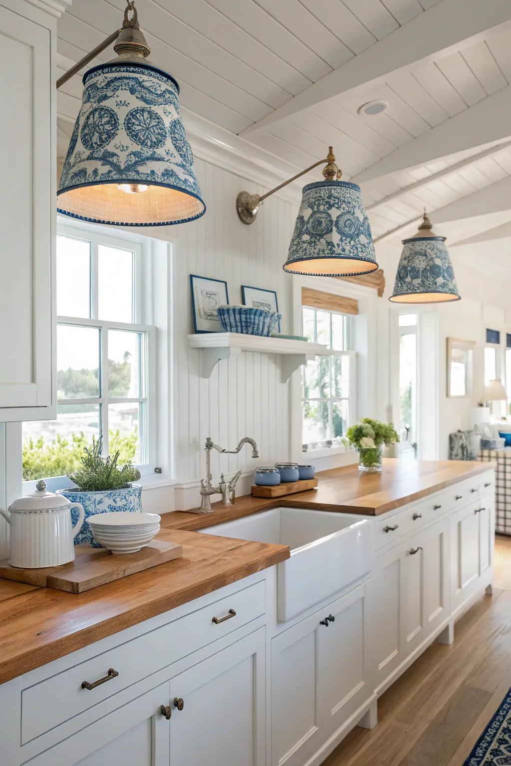 Coastal sconces bringing fresh, airy vibes to kitchens