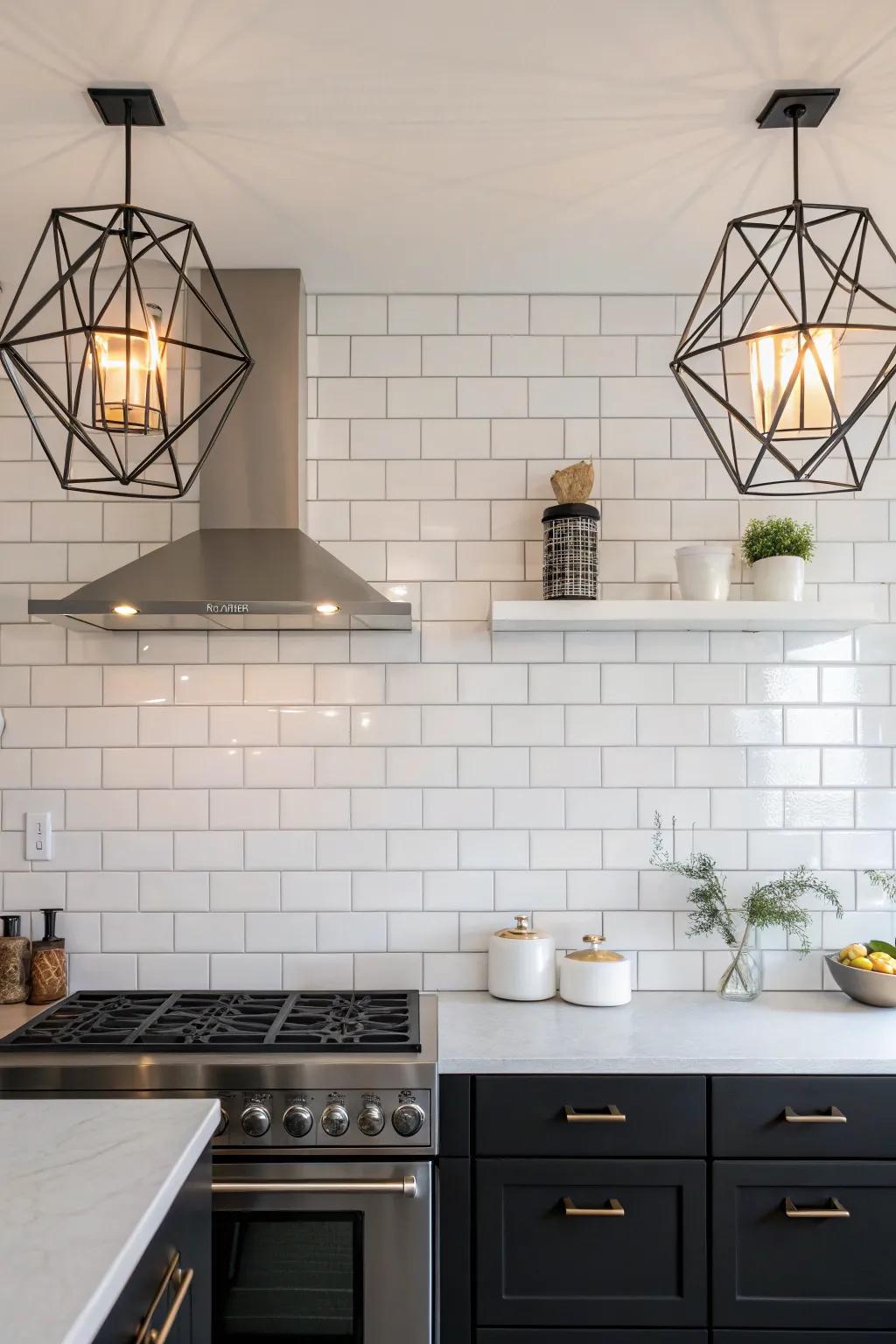 Geometric sconces adding artistic flair to kitchens