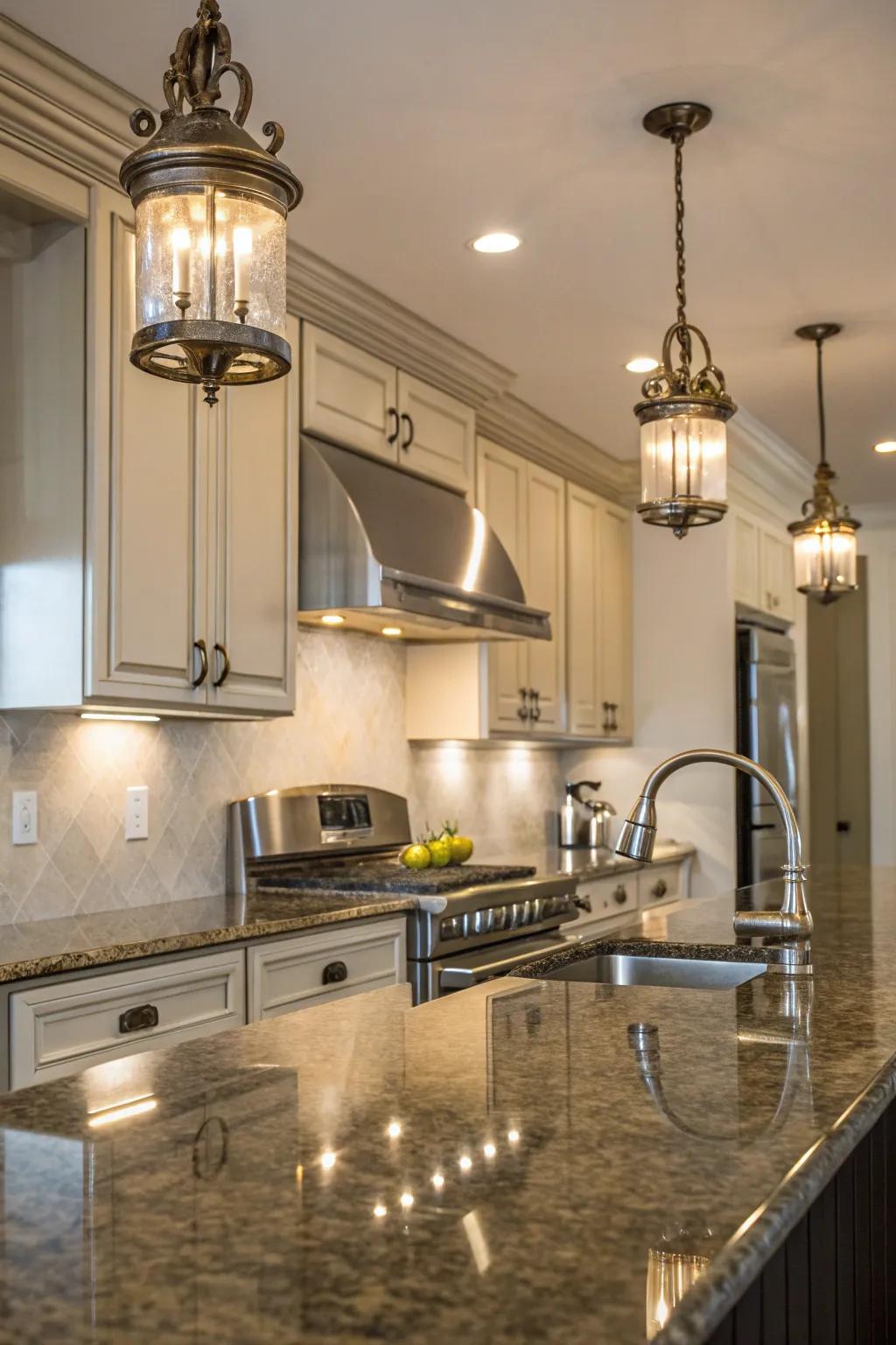 Modern metallic sconces adding shine to kitchens