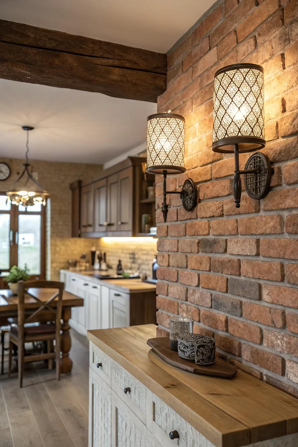 Textured sconces adding depth and character to kitchens