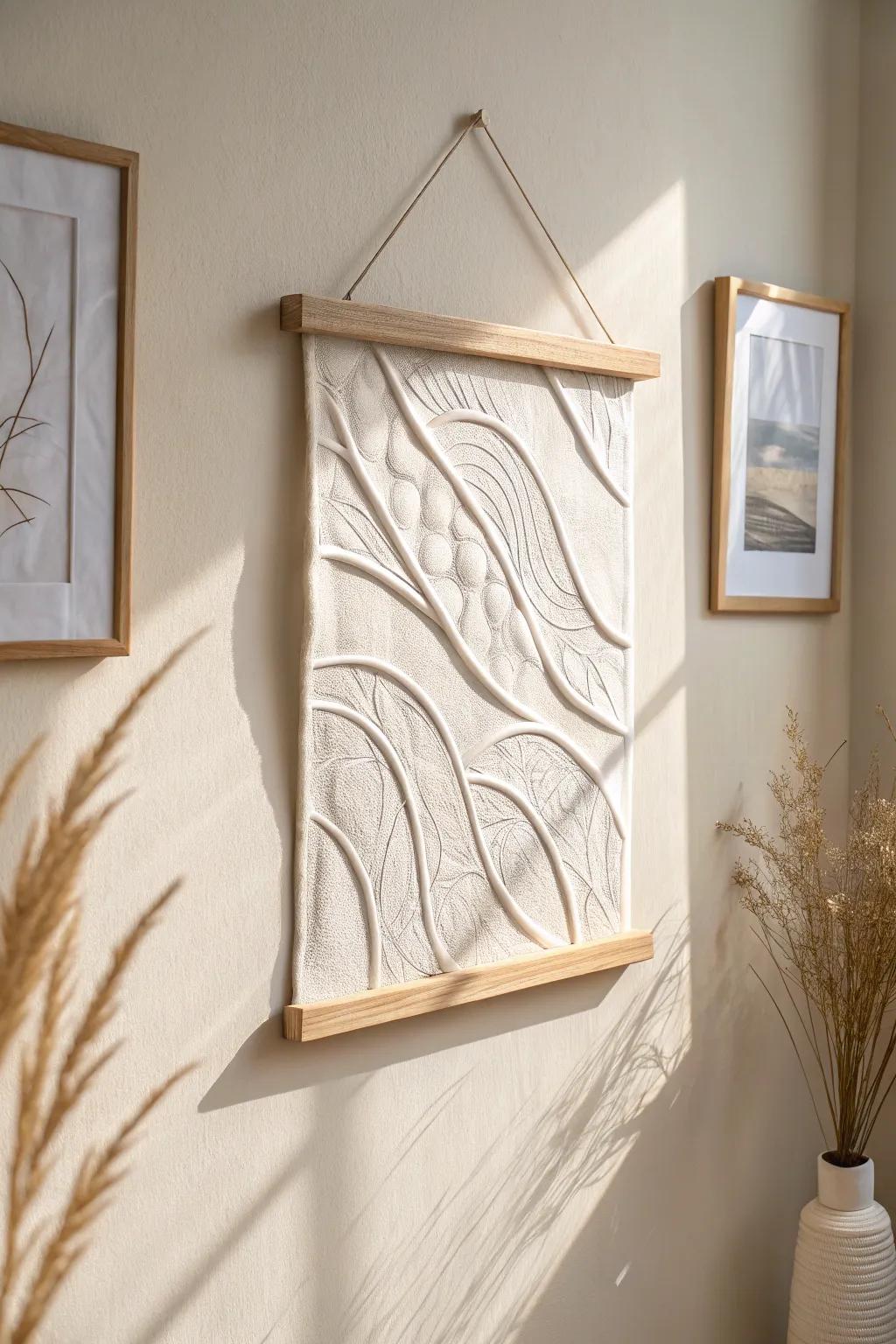 Celebrate minimalist beauty with monochrome clay art that highlights natural textures.