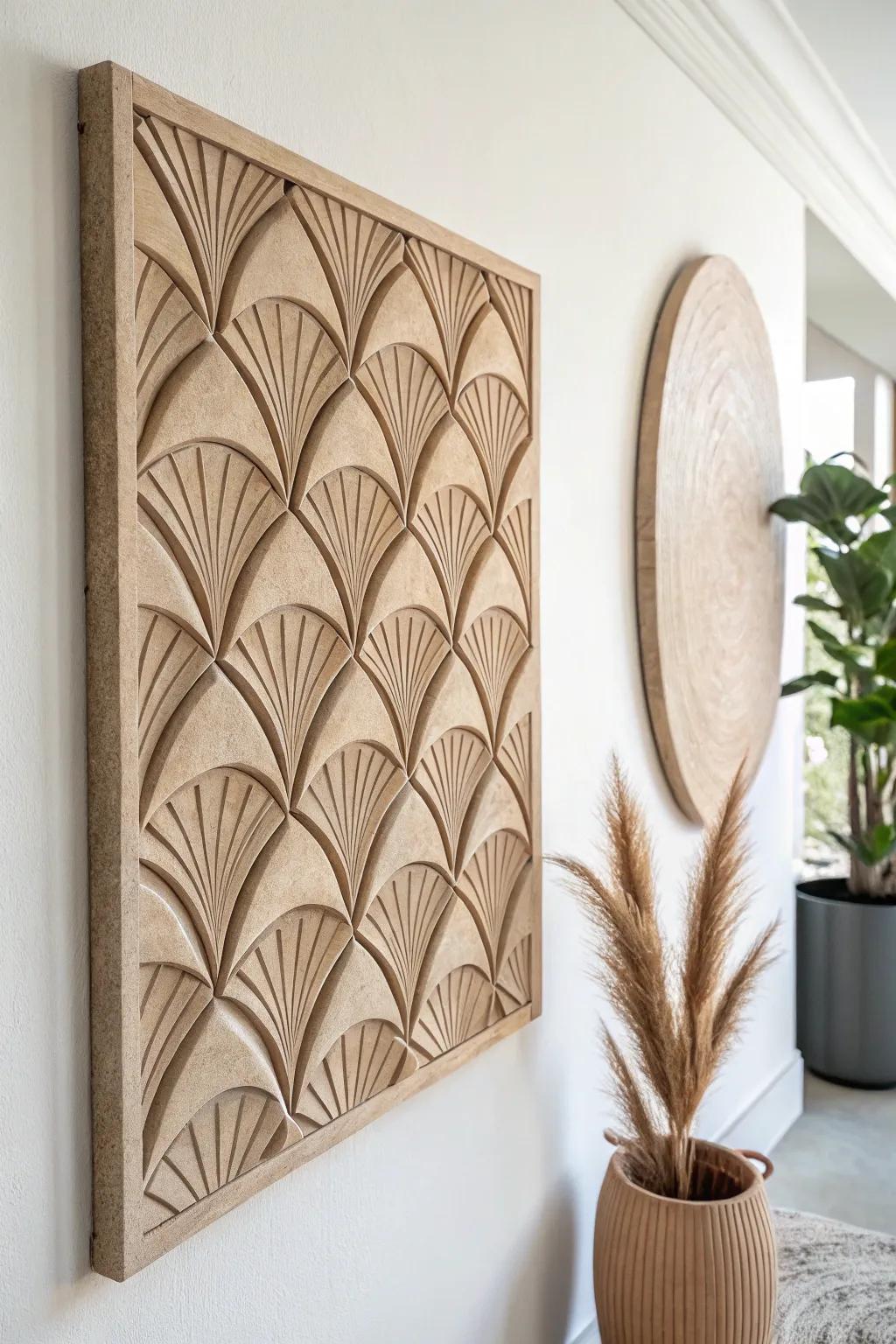 Elevate your decor with 3D textured clay panels that play with light and shadow.