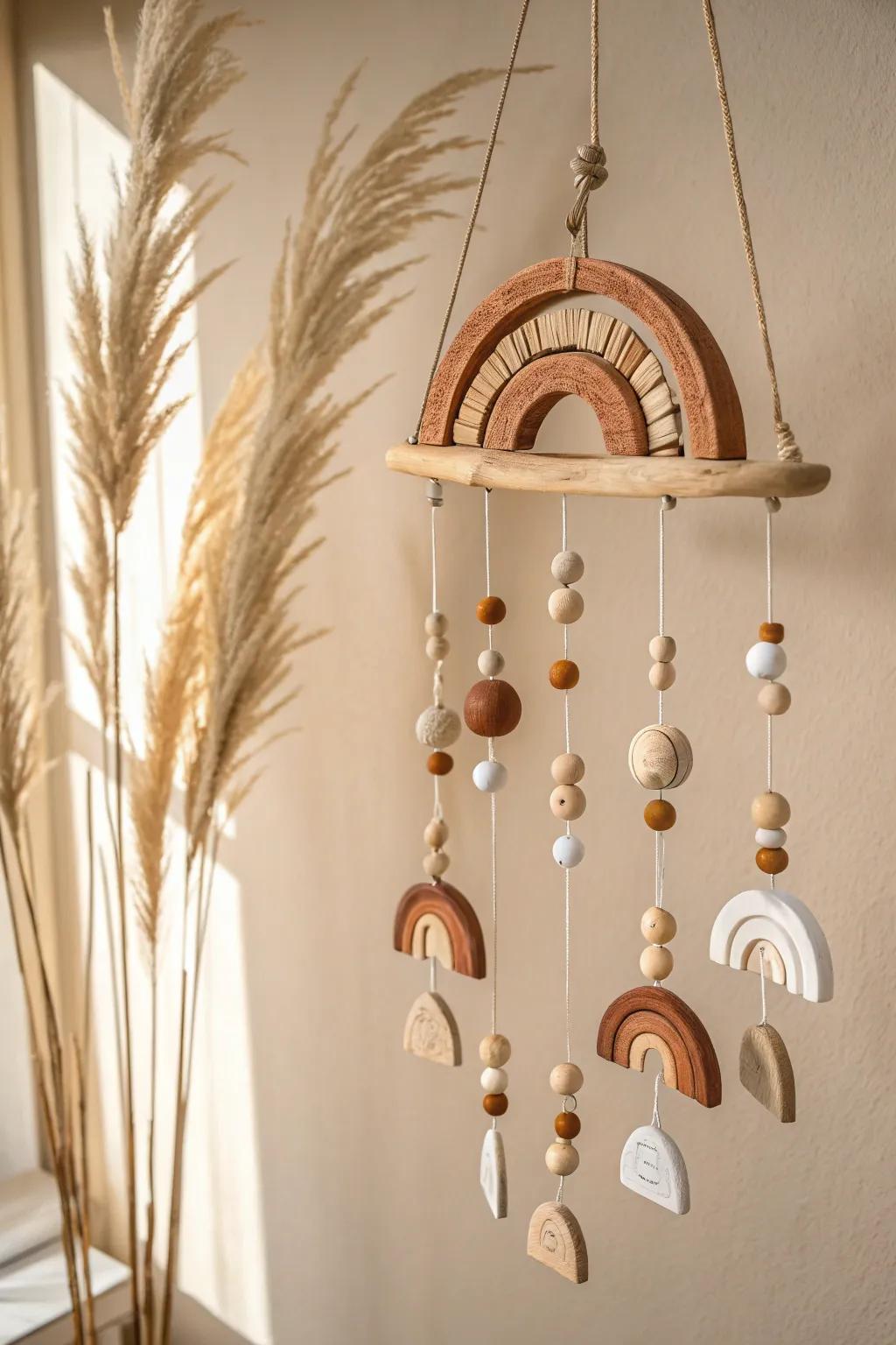 Add charm and movement with handcrafted clay mobiles, perfect for playful and serene spaces.