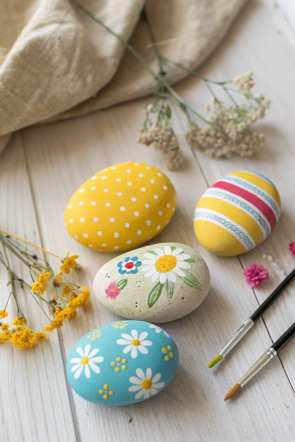 Brighten your garden with colorful painted rocks made by little hands.