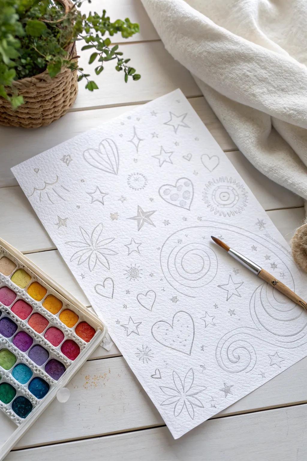 Reveal hidden designs with watercolor resist art.