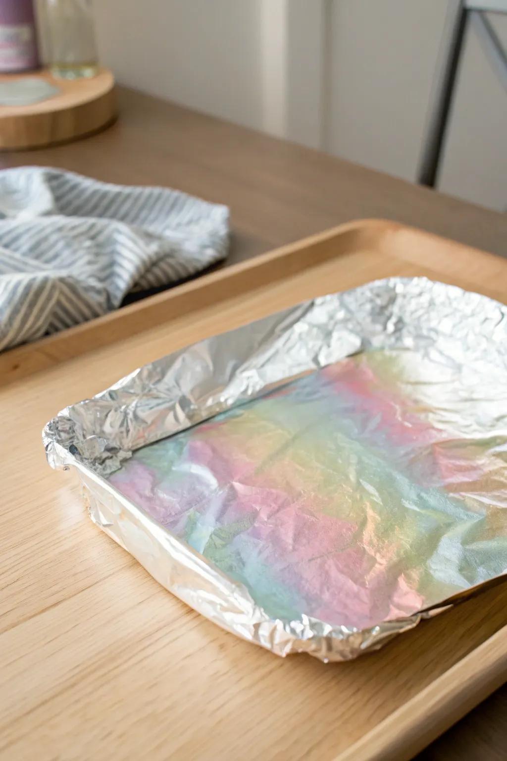 Explore shiny textures with foil painting.