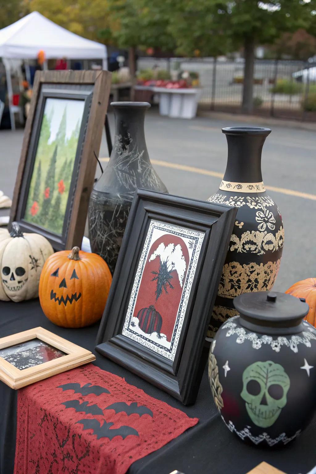 Find unique Halloween decor at thrift stores.