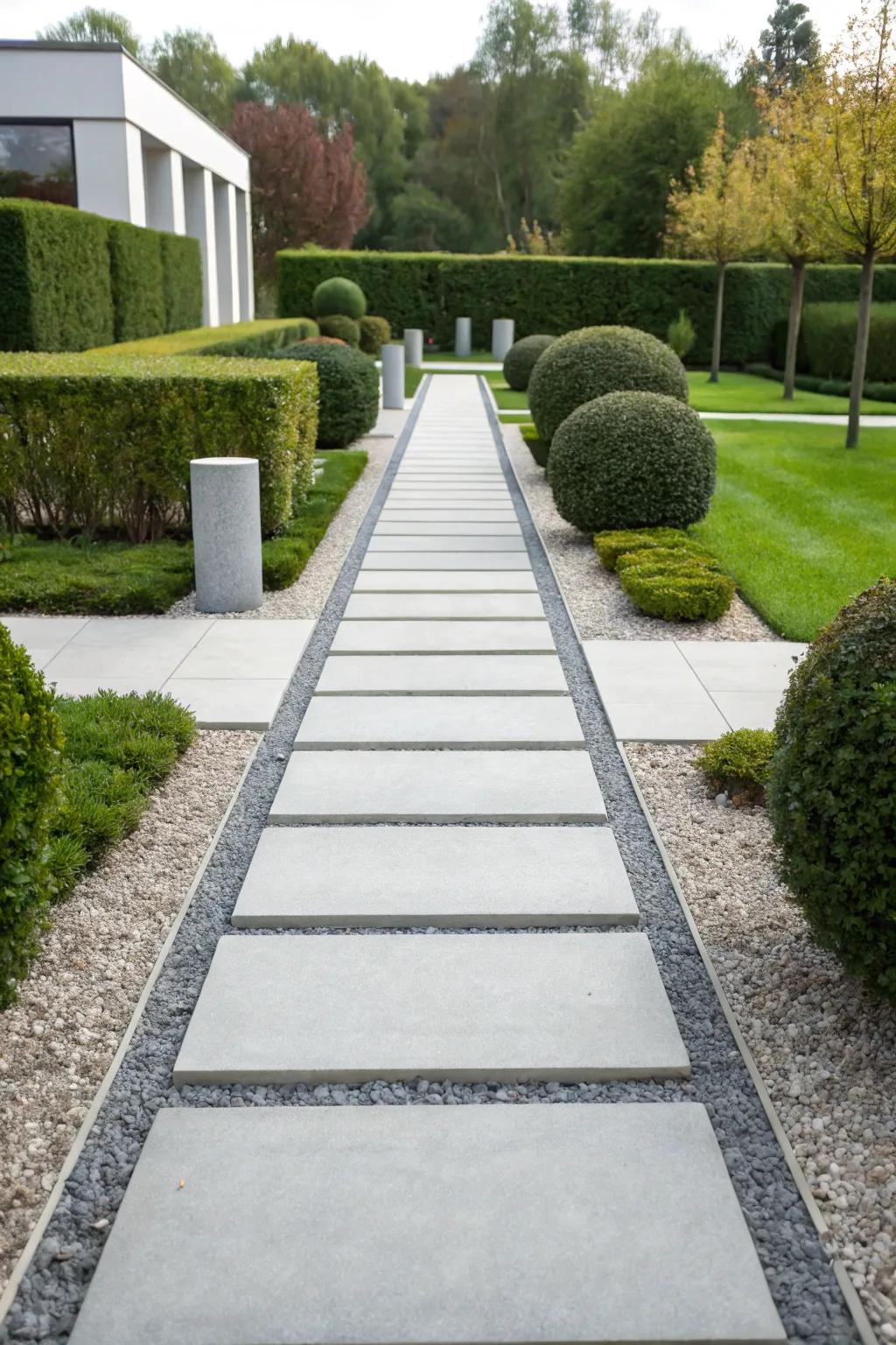 Minimalist granite pathway with sleek, clean lines.