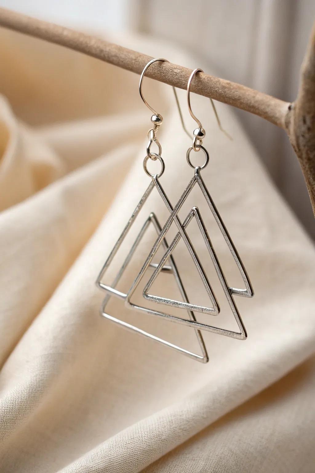 Sleek geometric wire earrings showcasing contemporary style and clean lines.
