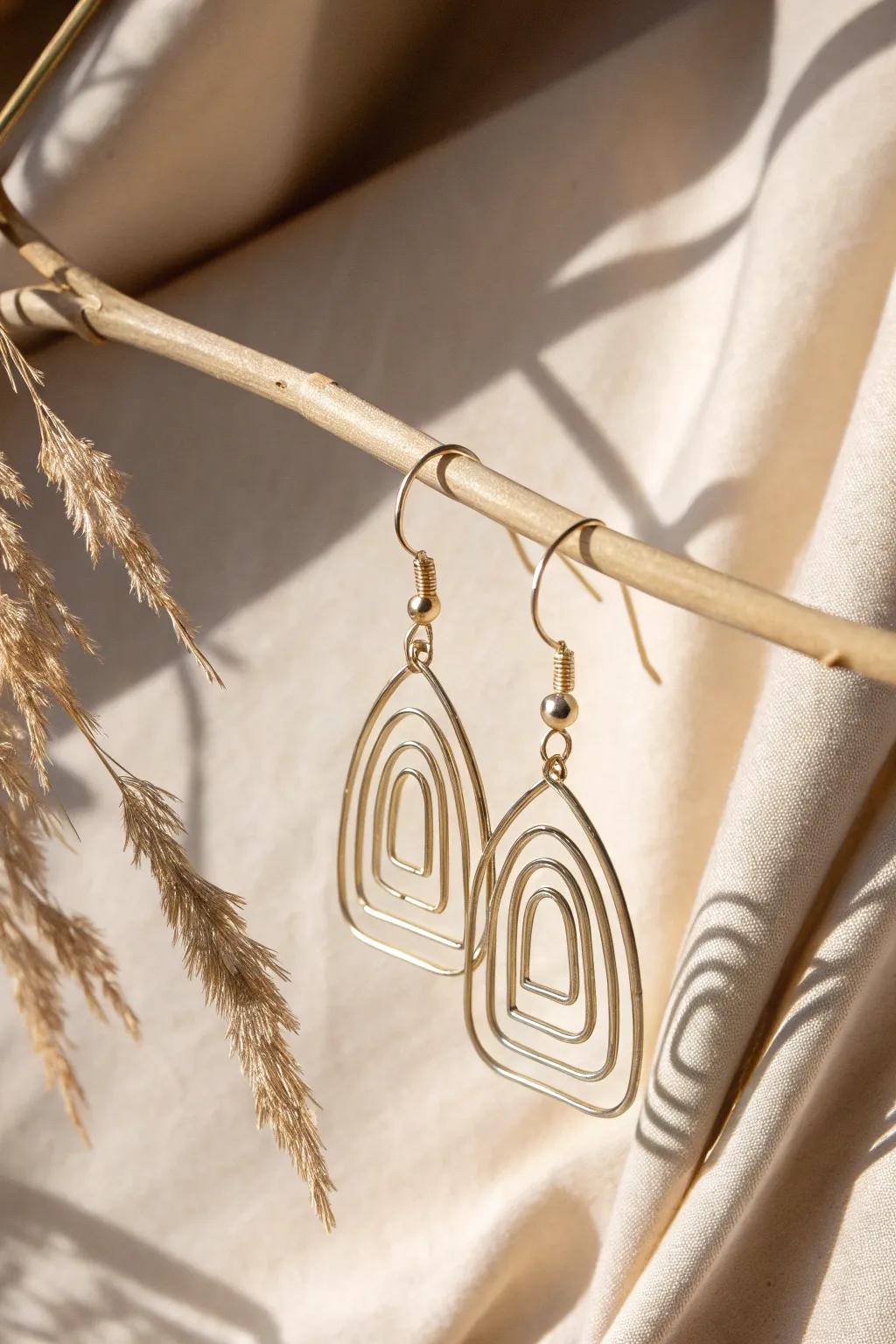 Unique abstract wire earrings inspired by modern art sculptures.