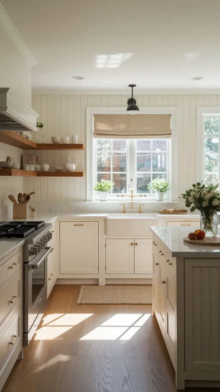 Cozy Small White Kitchen with Textured Accents