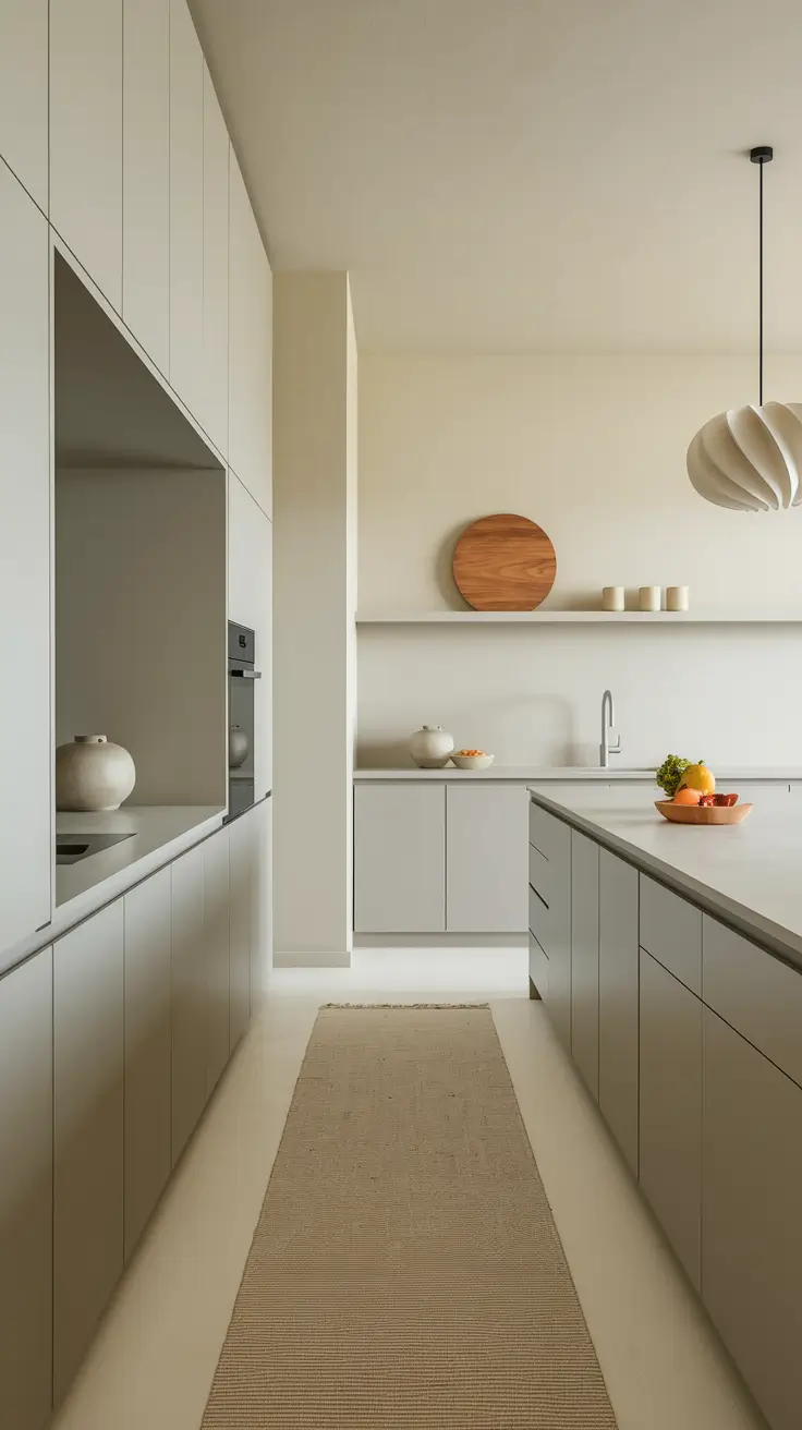 Minimalist Kitchen with Warm Accents and Clean Lines