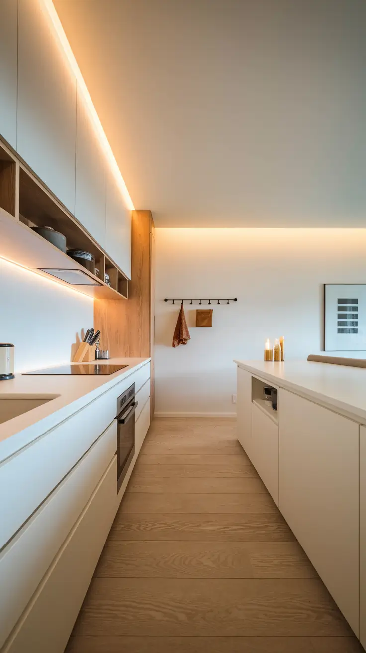 Cozy Kitchen Storage with Peg Systems and Open Shelving
