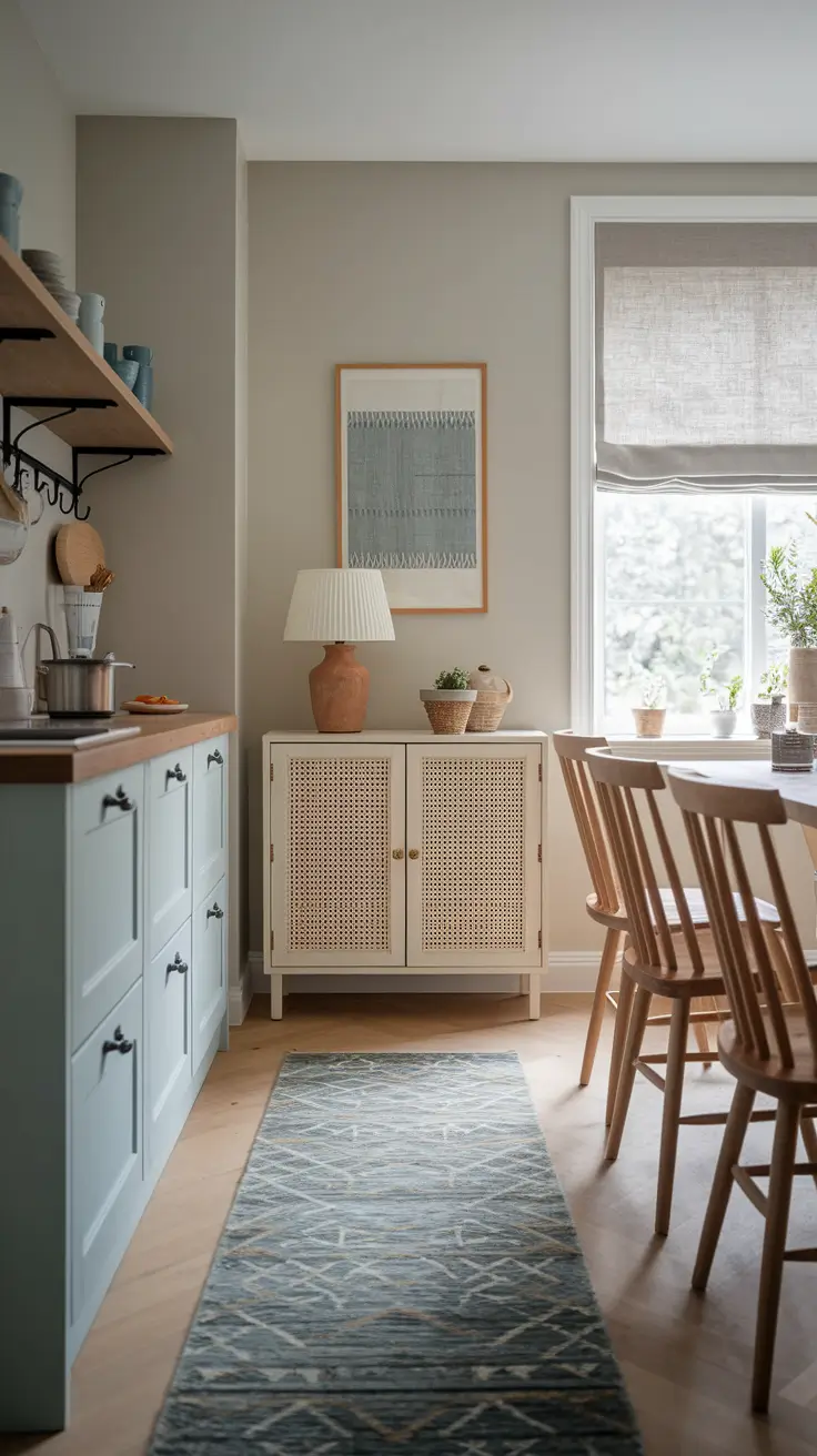 Warm Kitchen Decor with Pastel Accents and Natural Materials