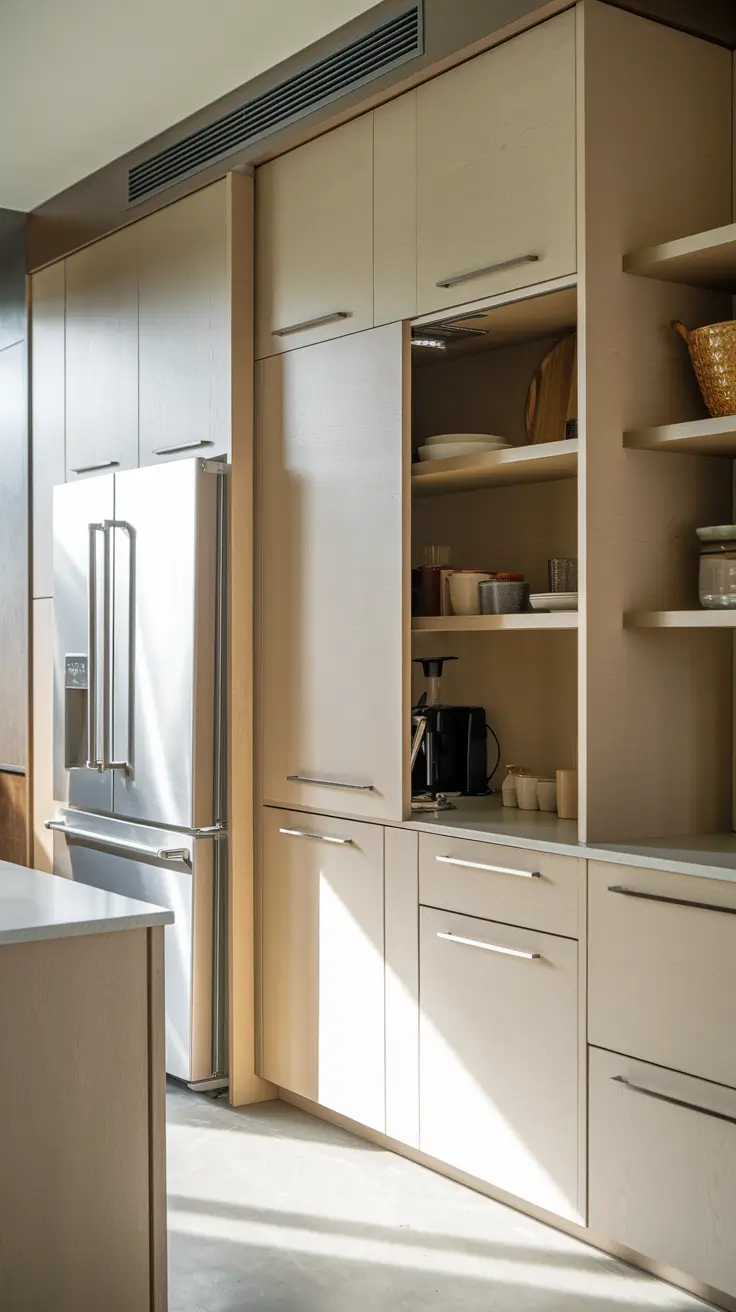 Modern Kitchen Hidden Pantry Layout