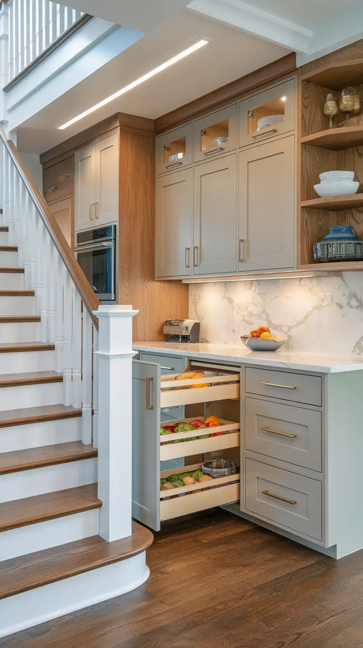 Under-Stair Hidden Pantry Storage