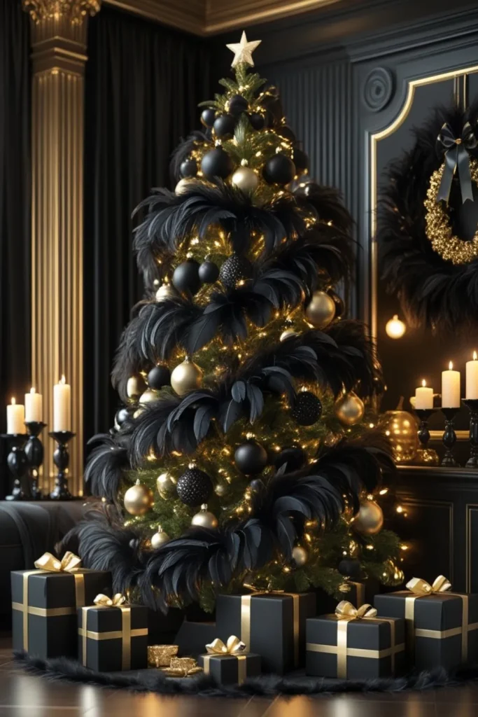 Black Feather Boa Garland