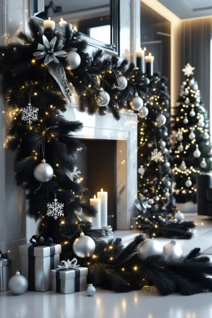 Black Garland with Silver Accents