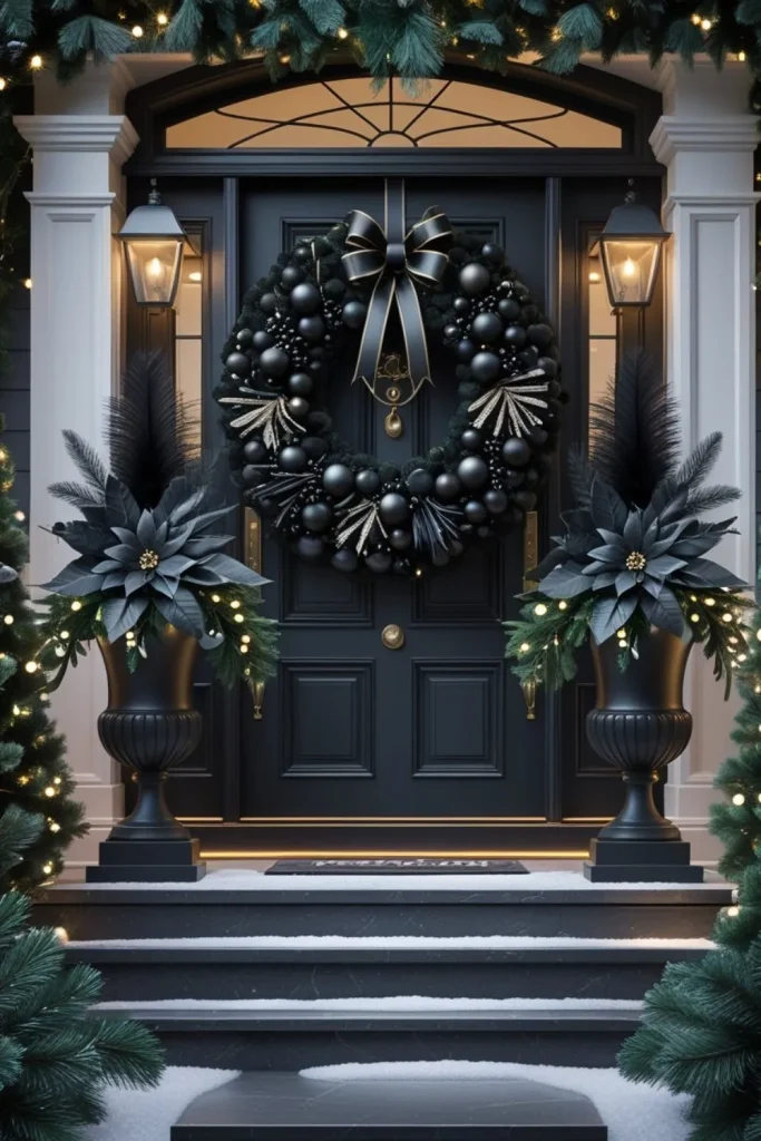 Black Exterior Wreaths and Urns