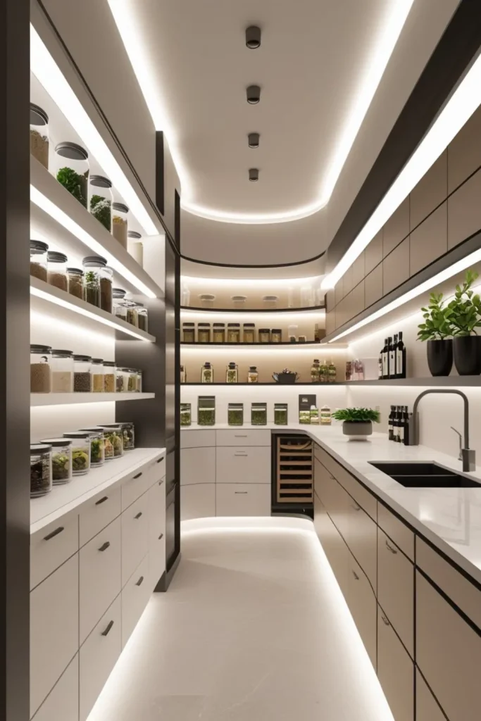 16 Pantry-for-food ideas 2026 to Revolutionize Your Kitchen Storage 5 Minimalist Pantry with LED-Enhanced Shelving