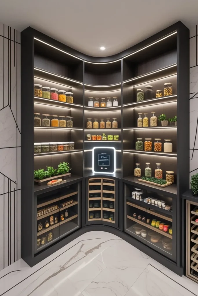 16 Pantry-for-food ideas 2026 to Revolutionize Your Kitchen Storage 6 Under-Stairs Corner Pantry with Narrow Shelving