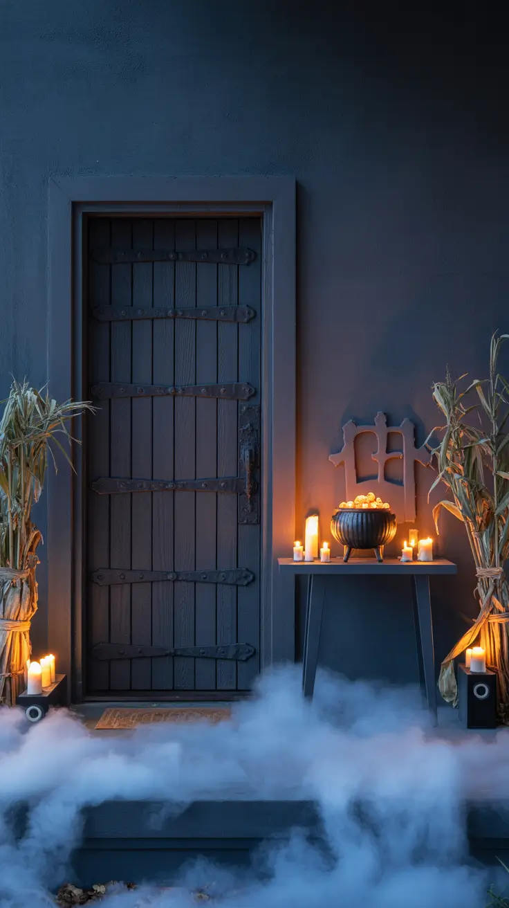 Fog and Lighting Halloween Porch Decorations
