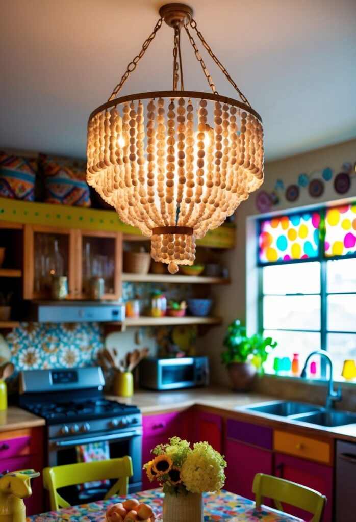Beaded chandelier lighting