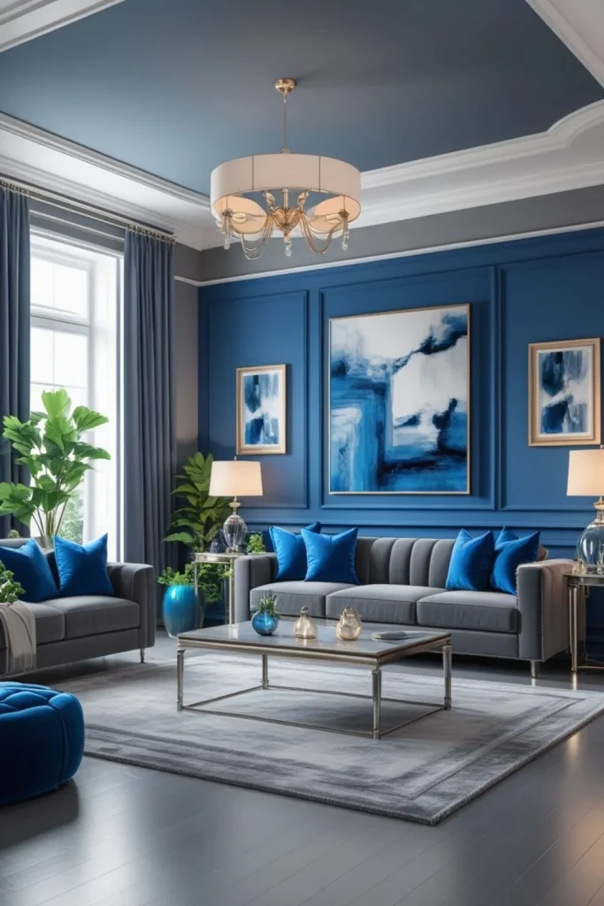 Two-Tone Walls Grey Lower Half, Blue Upper Half