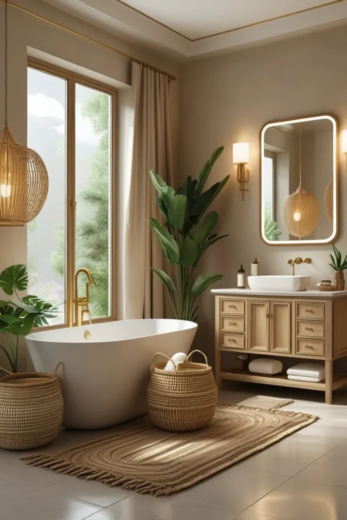 Boho Touch with Woven Baskets or Rugs Boho Touch with Woven Baskets or Rugs