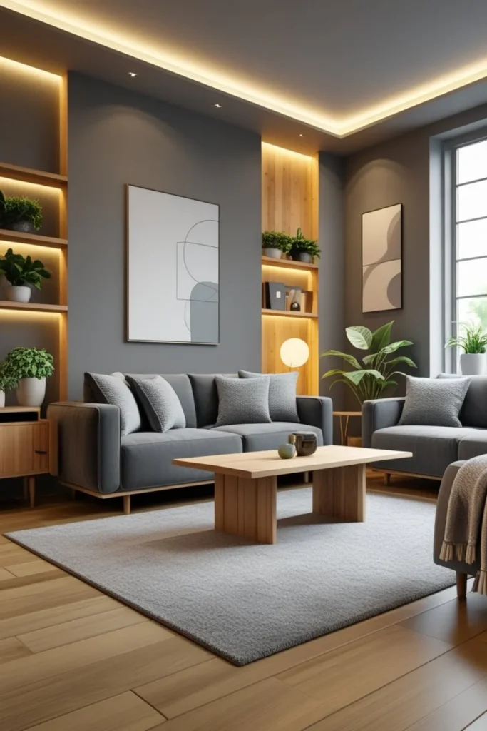 Warm Gray with Natural Wood