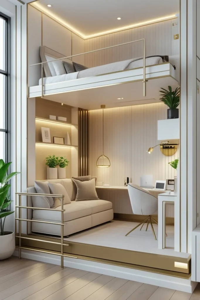 Lofted Bed and Vertical Storage