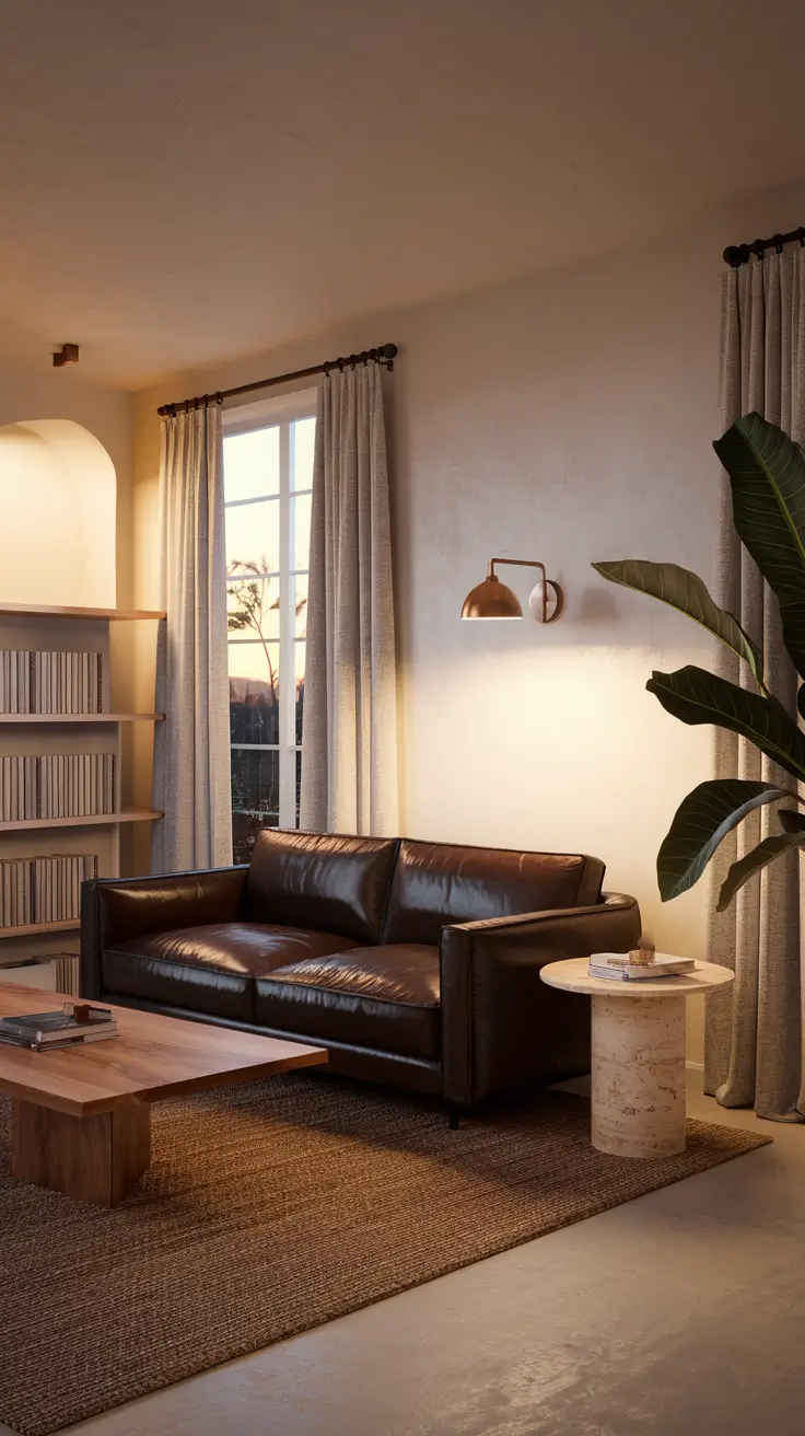 Dark Brown Sofa Modern Minimalist Living Room