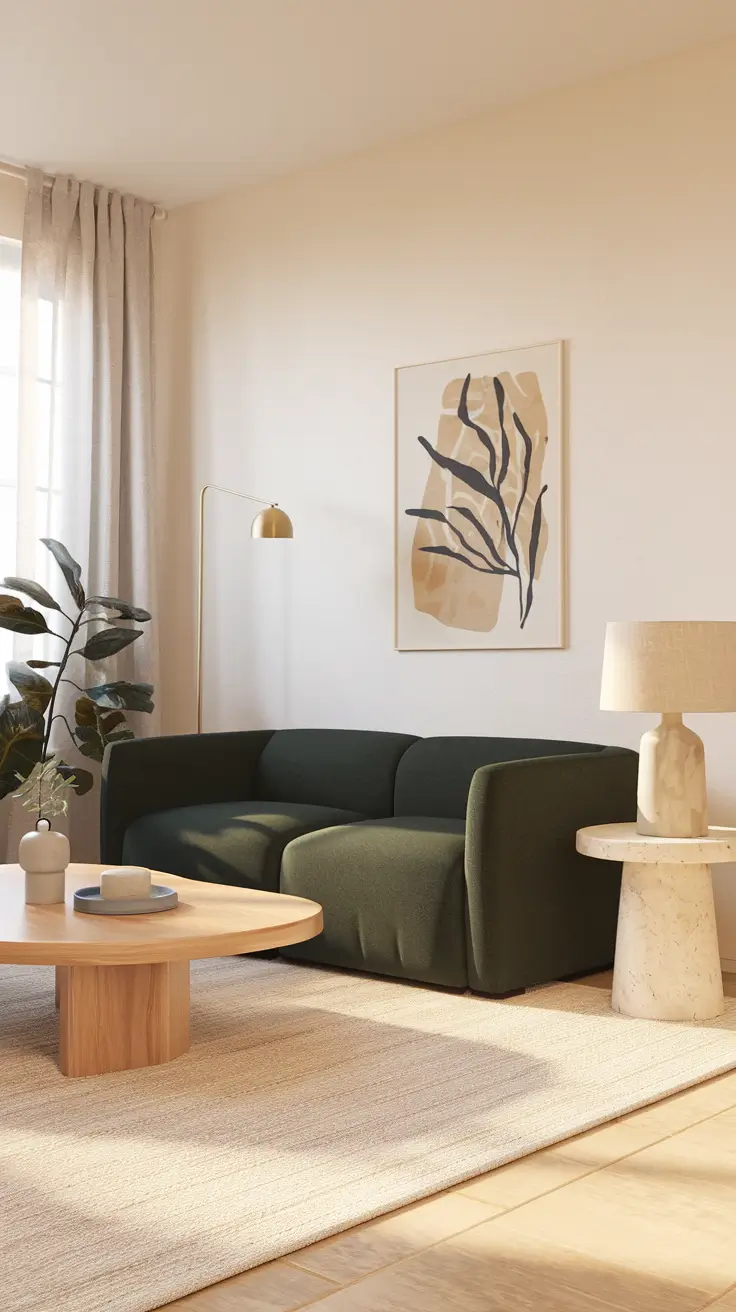 Dark Green Sofa Minimalist Living Room