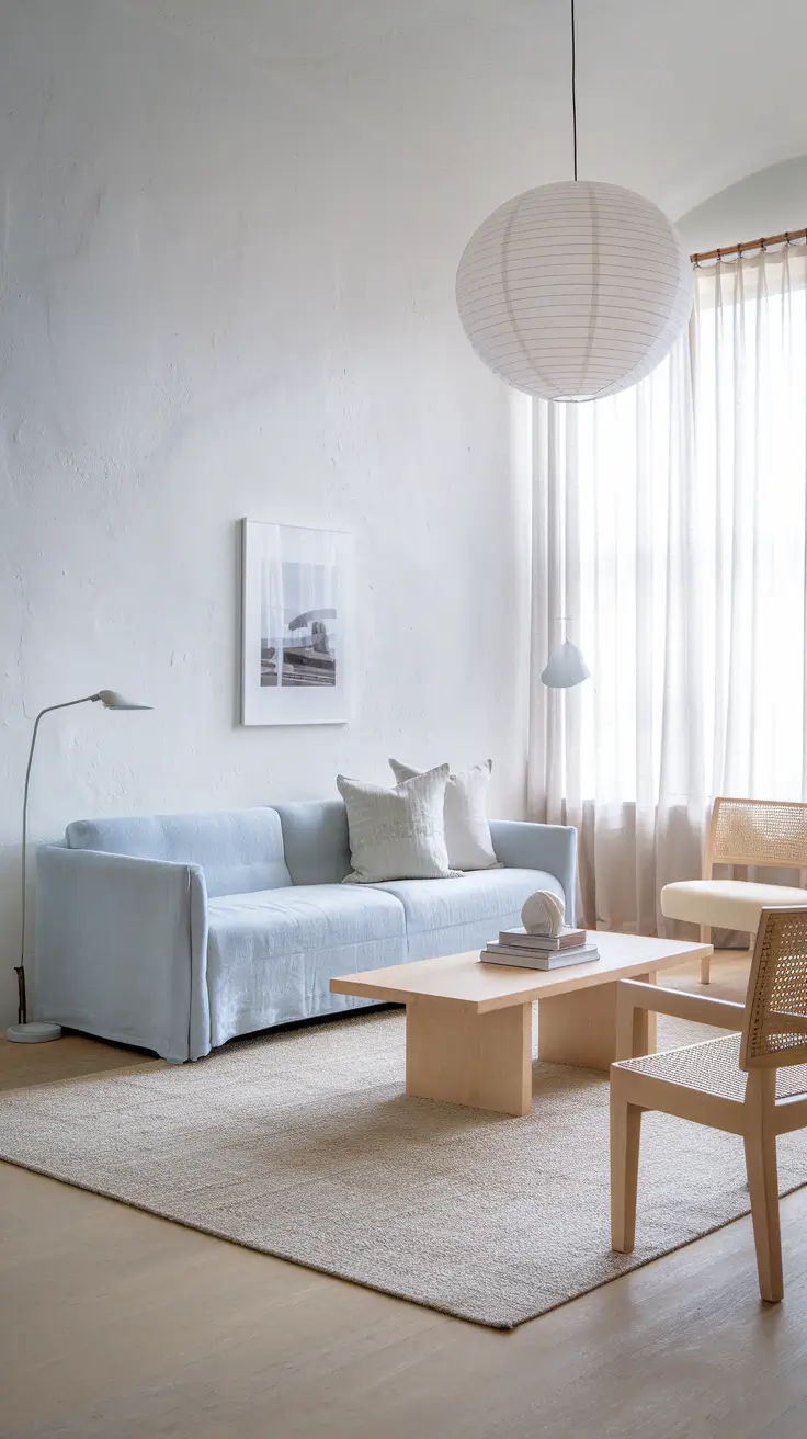 Light Blue Sofa Modern Minimalist Living Room