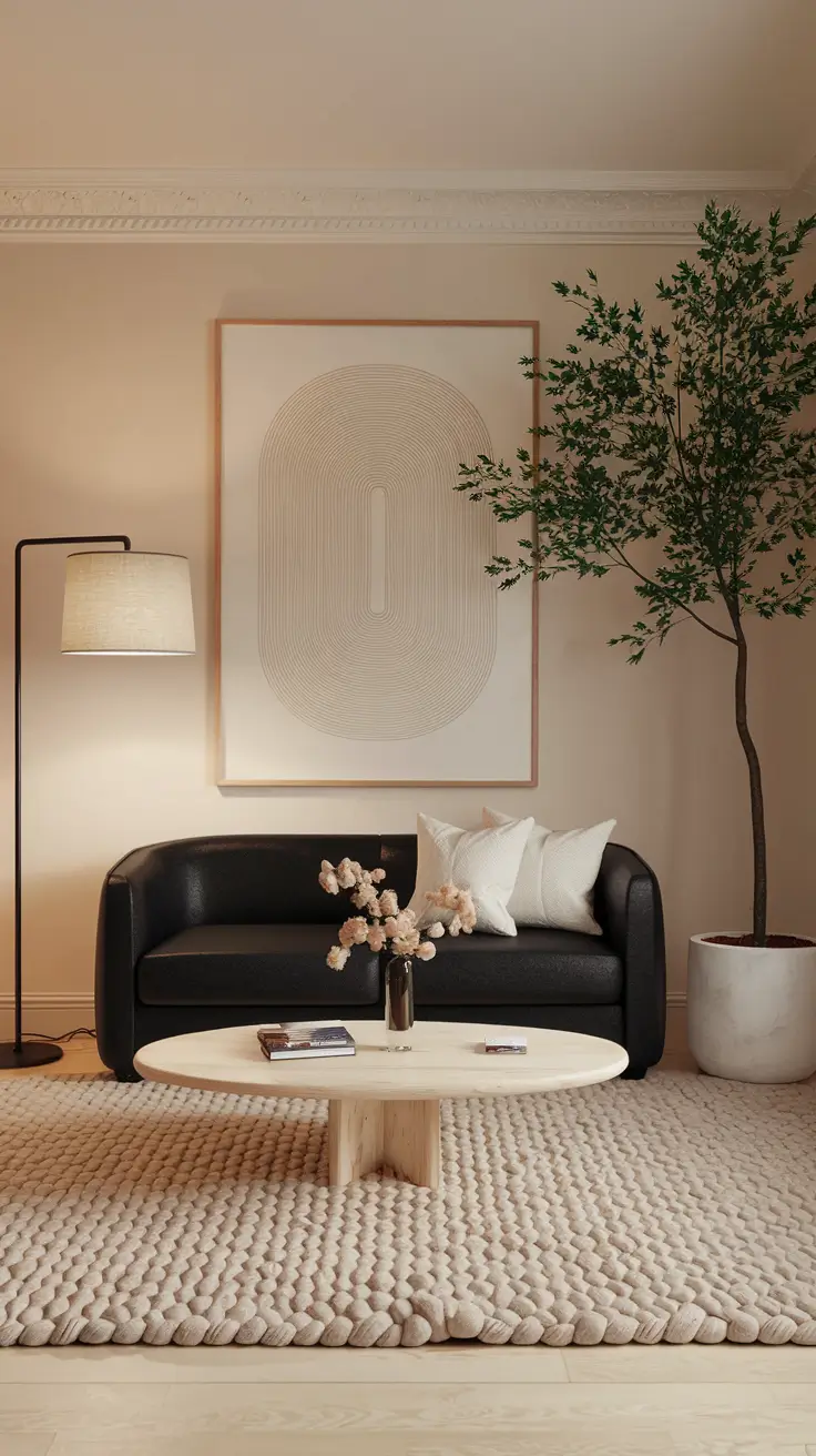 Cozy Black Sofa Minimalist Living Room