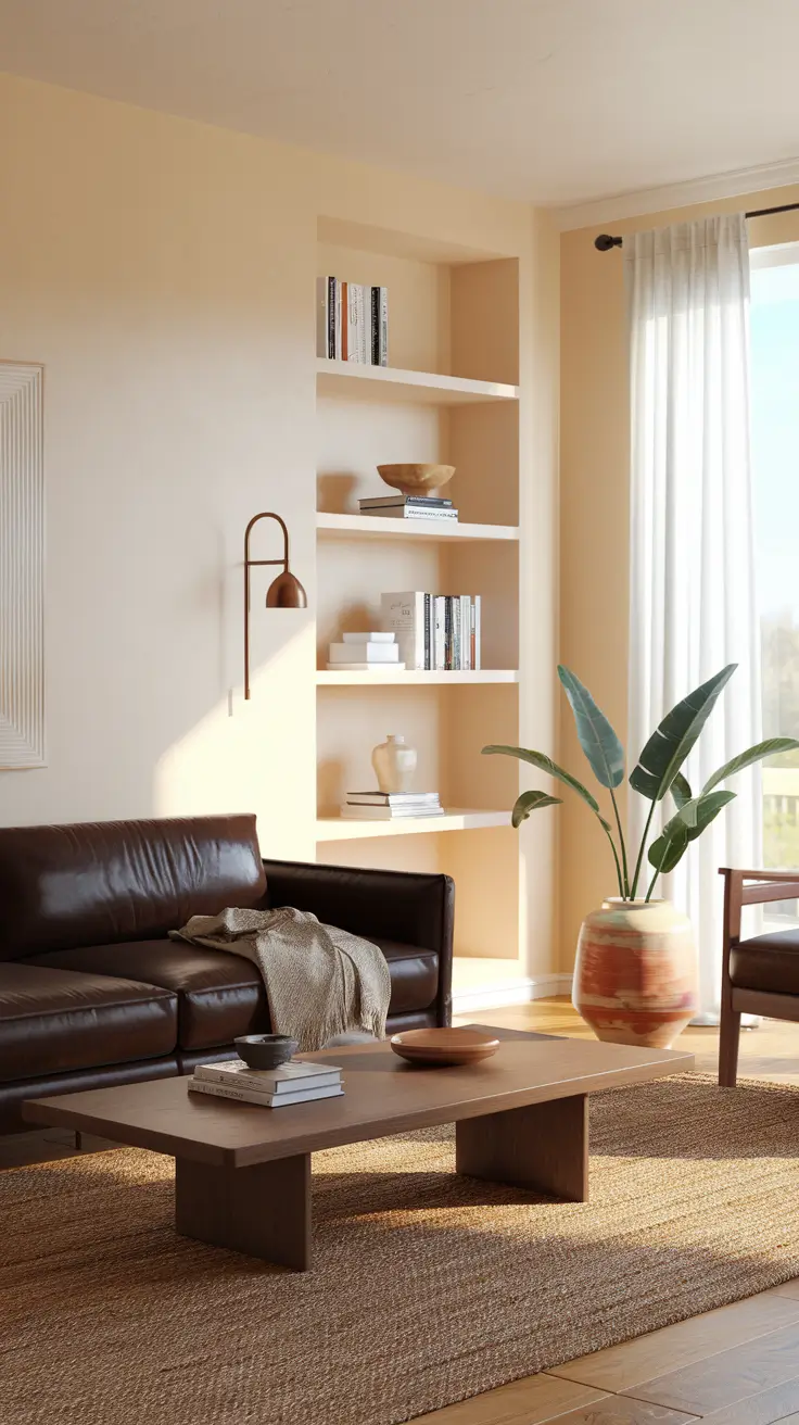 Dark Brown Sofa Minimalist Living Room