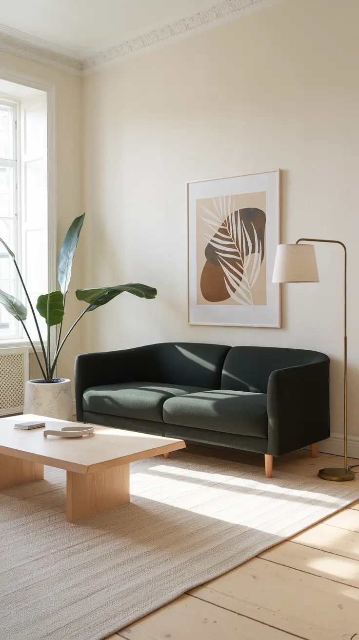 Dark Green Sofa Minimalist Living Room