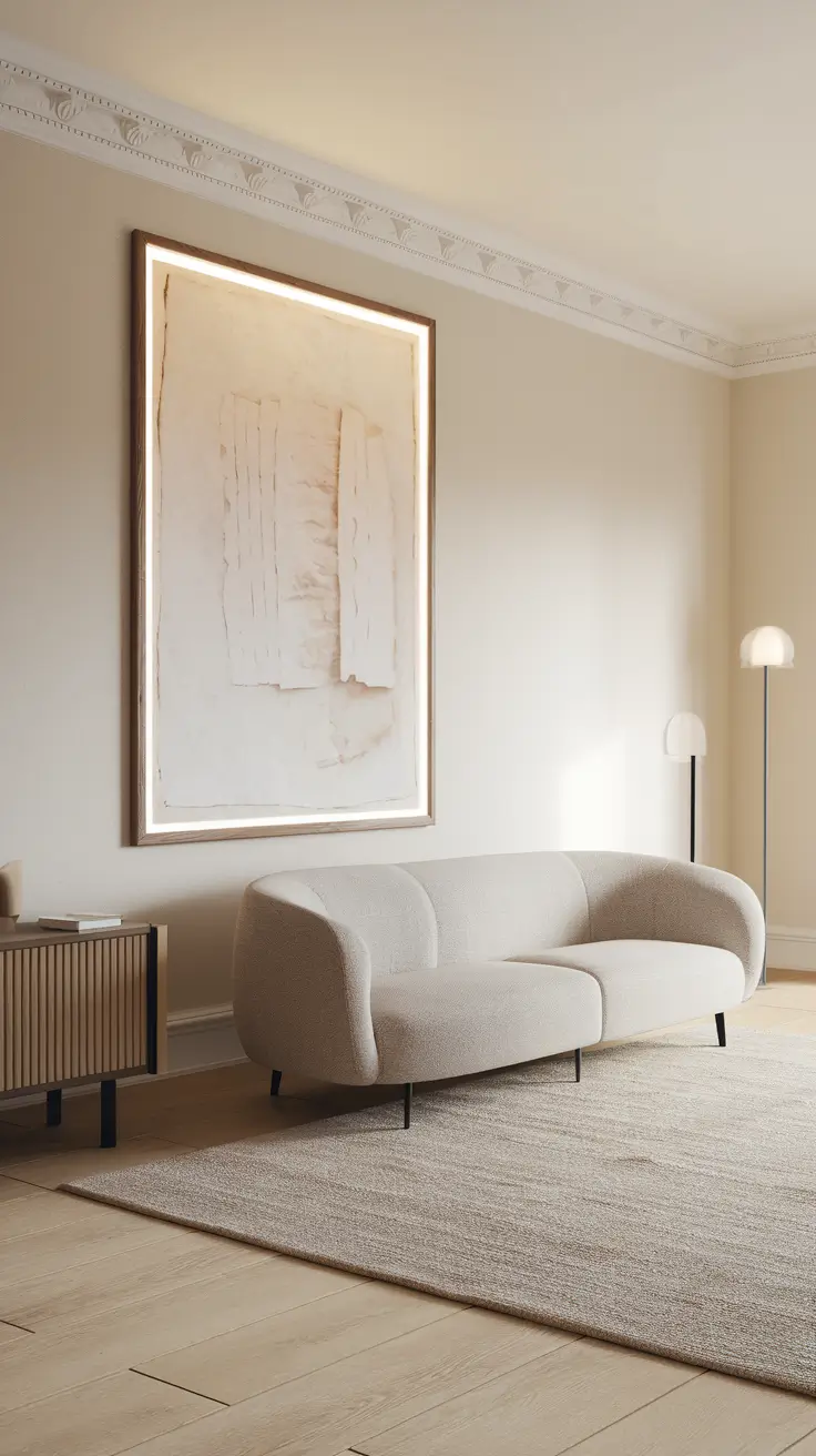 Minimalist Wall Art Over Sofa