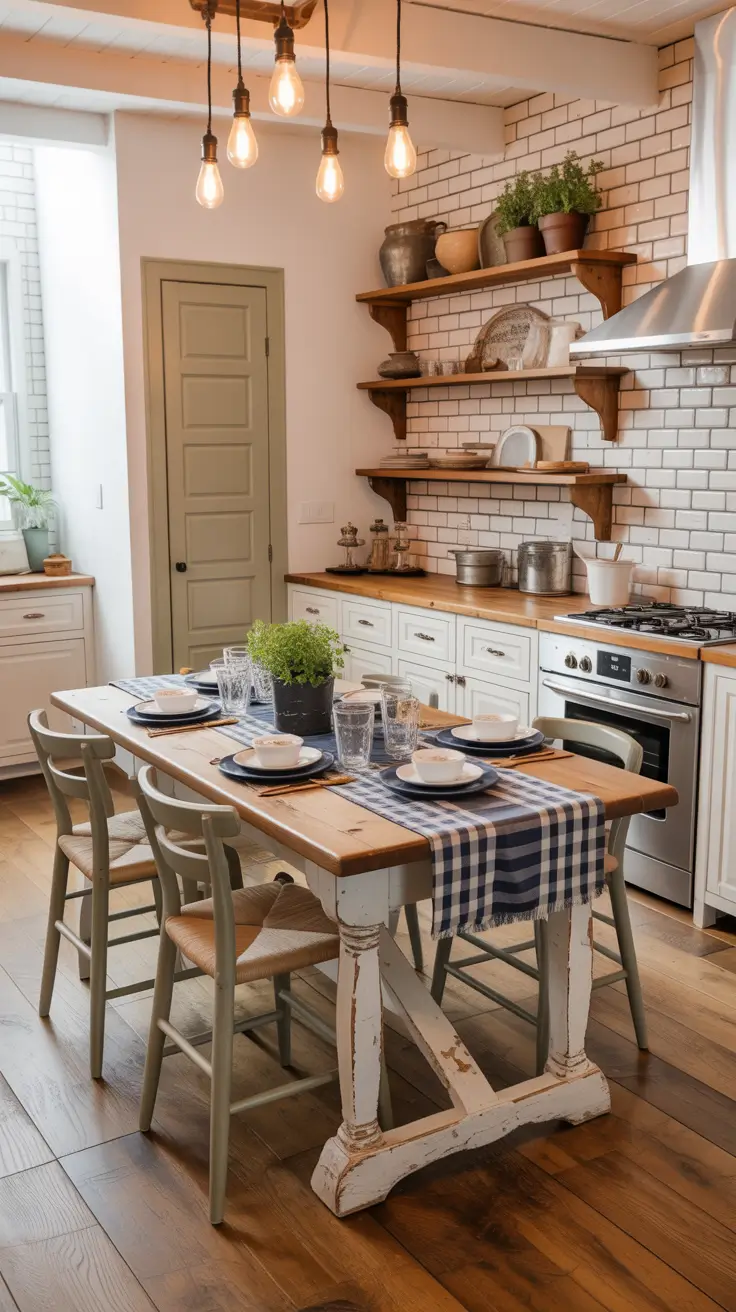 Modern Rustic White Kitchen Cabinets with Open Shelving