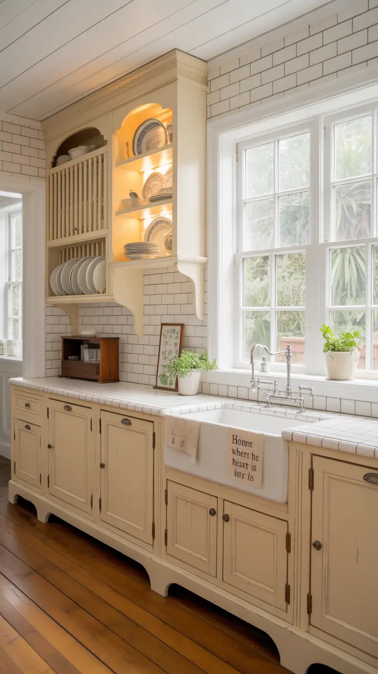 Antique White Kitchen Cabinets with Classic Details